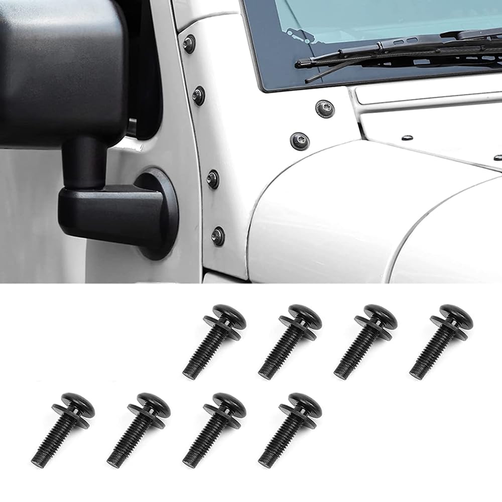 8-Pack M8 Screws Bolts for Jeep Wrangler JK - Compatible with Windshield Frame, Roll Bar, Tailgate, Hard Door Hinges & Light Bar Brackets - Perfect for Off-Roading & Vehicle Maintenance