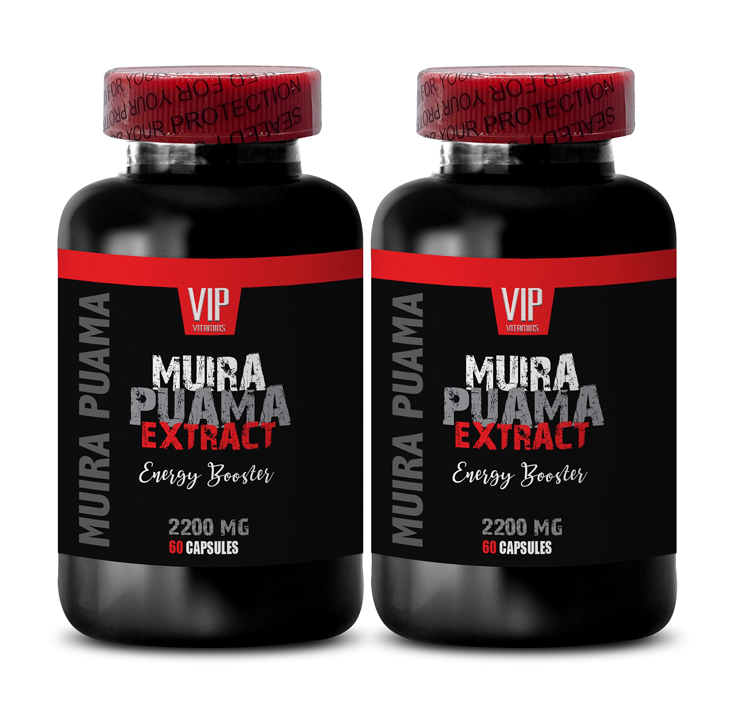 Premium Muira Puama Extract Supplement - Natural Energy Booster for Men - Adaptogenic Herbs for Mood Support & Antioxidant Benefits - 120 Capsules (2 Bottles) - Enhance Stamina, Focus & Vitality for Workouts & Daily Performance