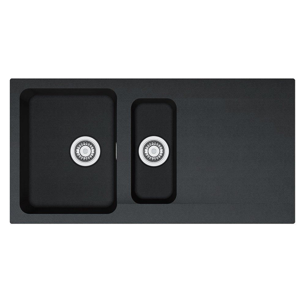Franke 114.0286.464 Granite Composite Single and a Half Bowl Kitchen Sink in Onyx - Perfect for Modern Kitchens, Food Prep & Dishwashing