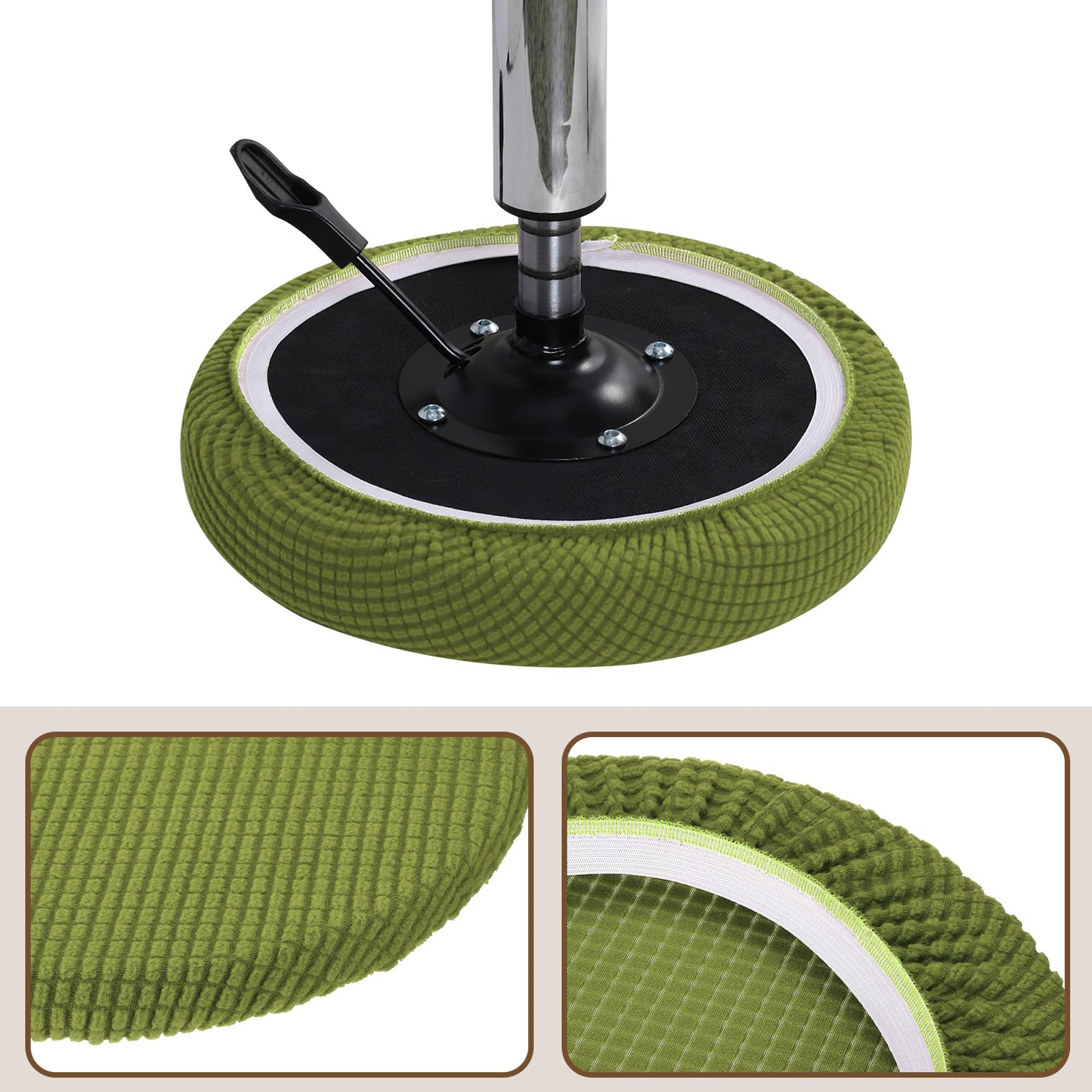 uxcell Round Stool Covers with Elastic Bands - Green Seat Cushions & Slipcovers for Bar Stools & Chairs - Perfect for Kitchen, Dining Room & Home Decor