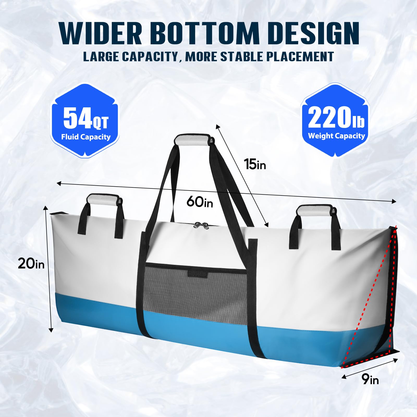 THKFISH Insulated Fish Cooler Bag - 60x20x9in Waterproof Kill Bag for Caught Fish | Portable Fishing Gear for Boat, Kayak & Beach Fishing