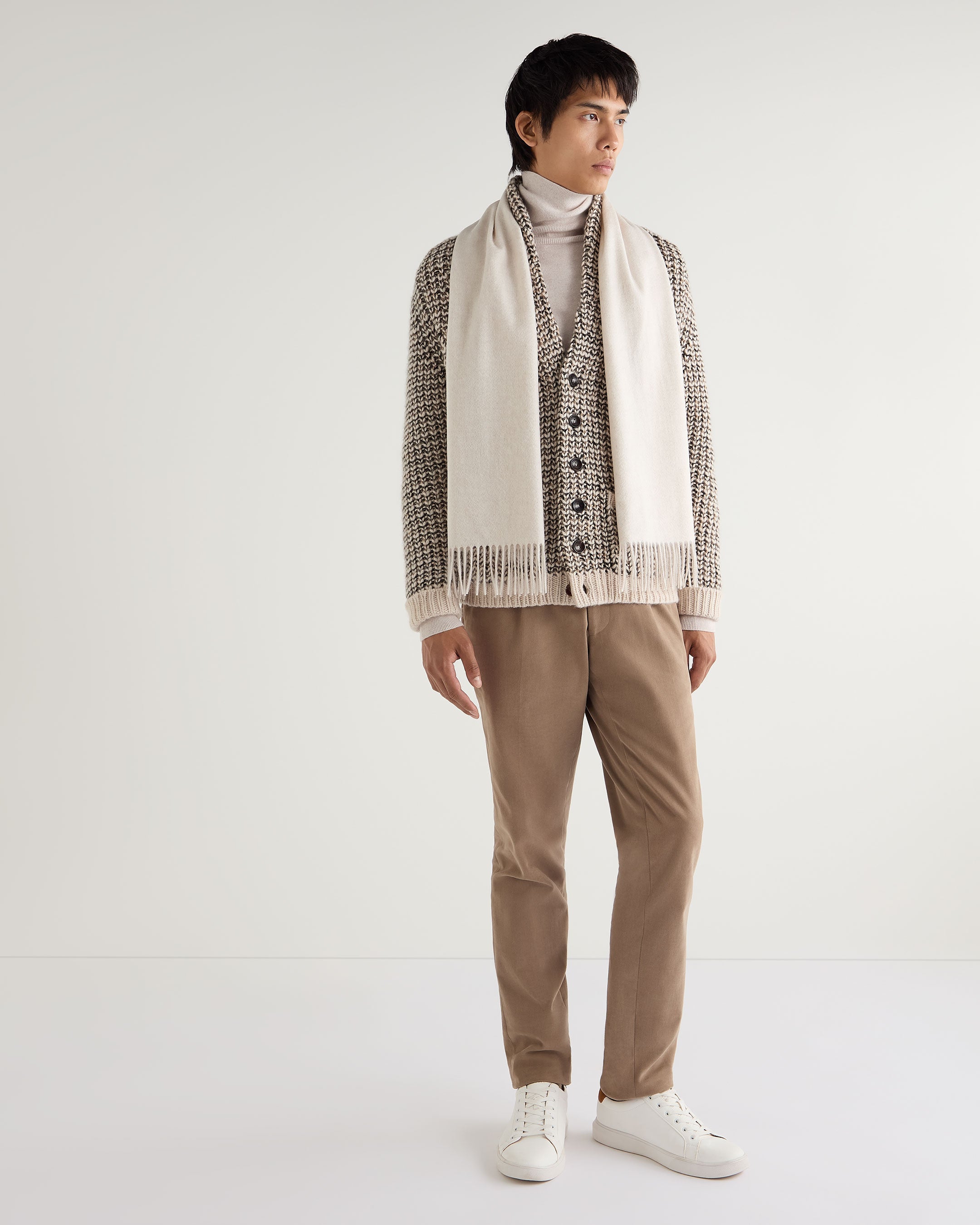Premium Unisex Woven Cashmere Scarf - Soft & Warm Winter Accessory in Frost White - Perfect for Cold Weather, Gifts & Fashion Outfits