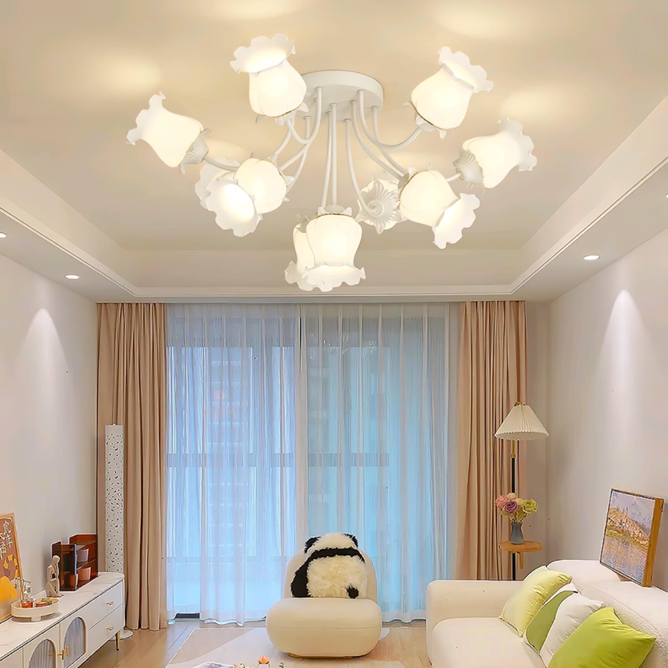 Modern Floral Ceiling Light Fixture - Elegant Garden Flower Chandelier for Living Room, Bedroom & Dining Room Decor - Perfect for Home, Office & Wedding Venue Lighting