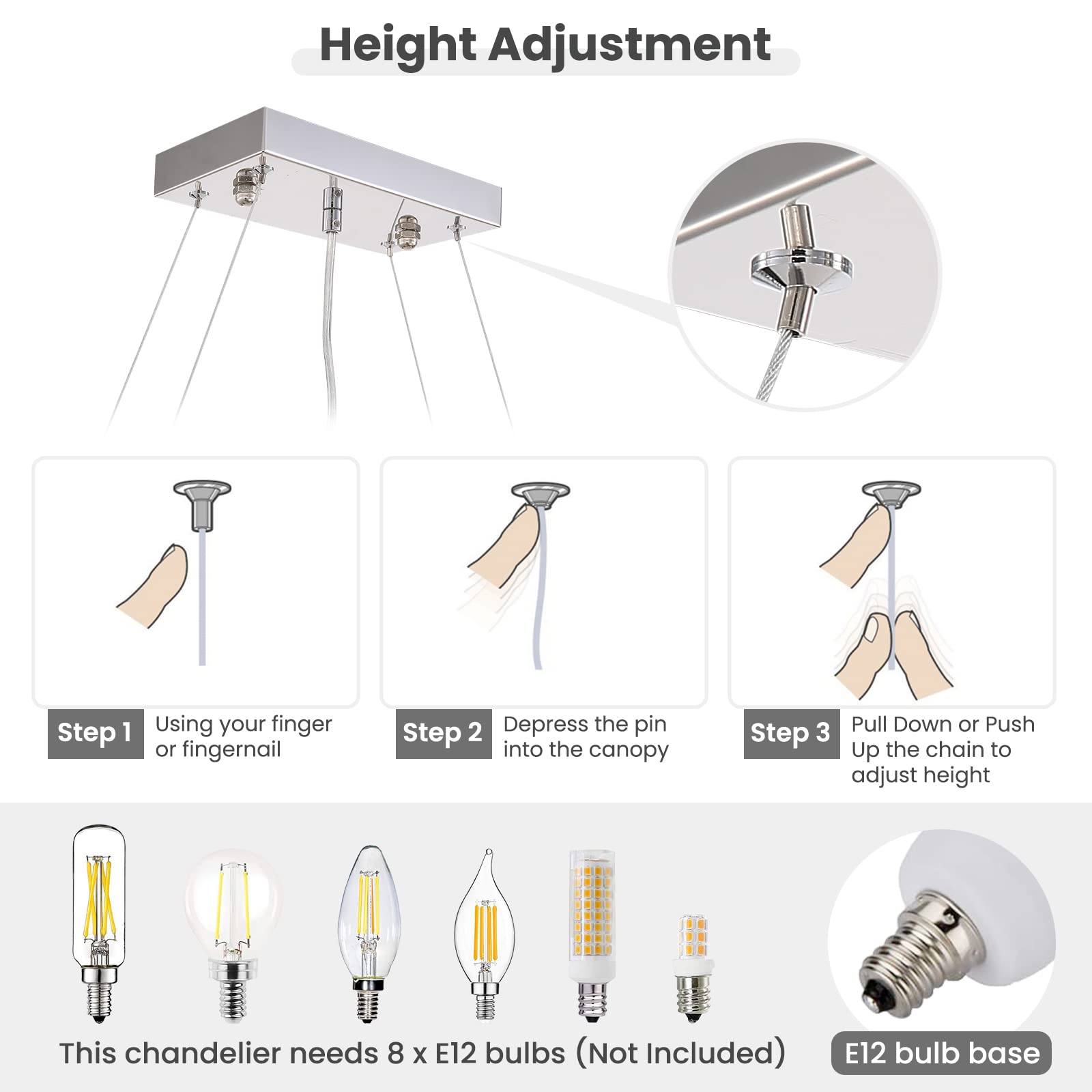 7PM 10-Light Rectangle Crystal Chandelier - Modern Linear Pendant Lighting for Dining Room & Kitchen Island (47