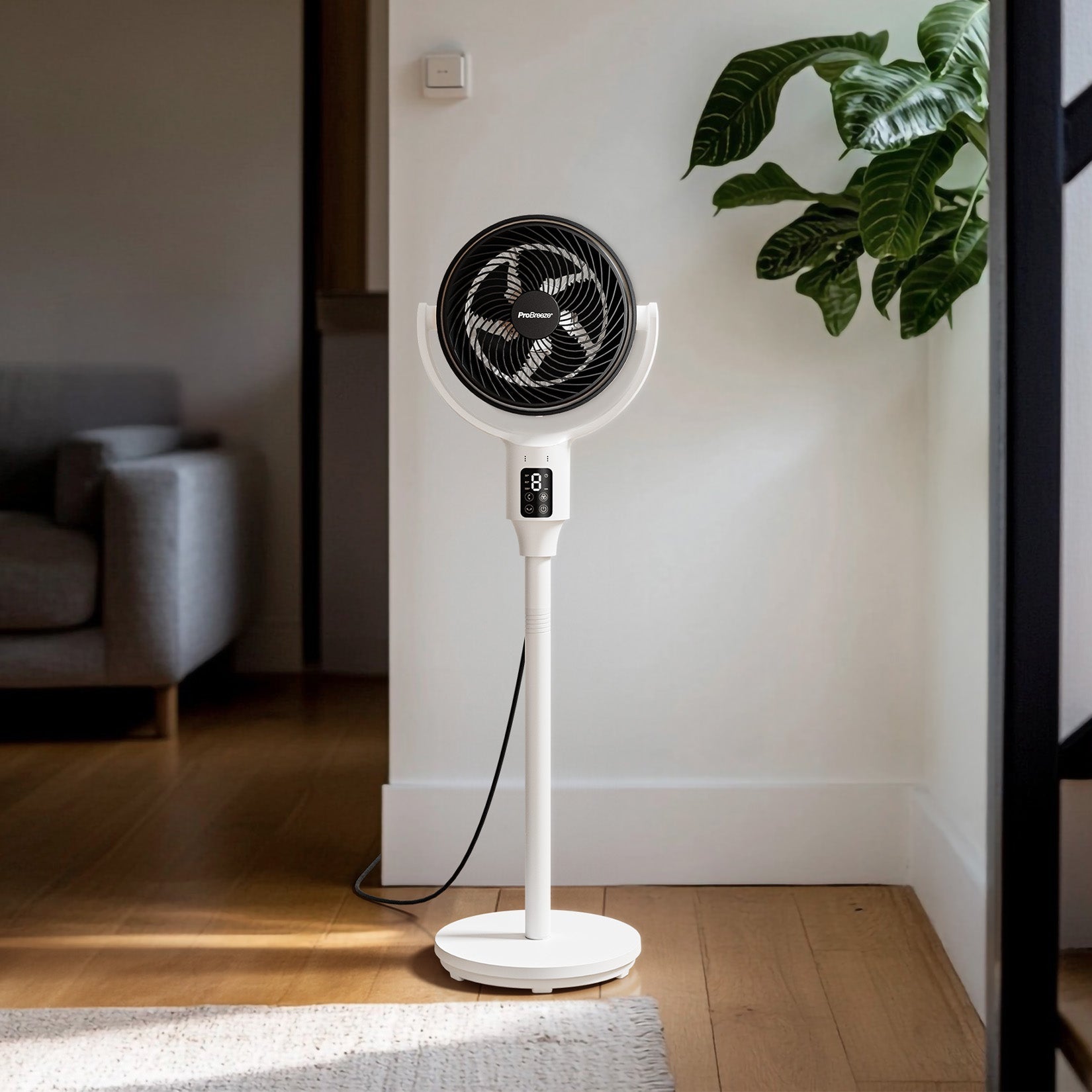 AirFlo 43 Hybrid Pedestal Fan - Ultra Quiet Air Circulator Fan with Remote Control - White - Perfect for Home, Office, and Bedroom Cooling
