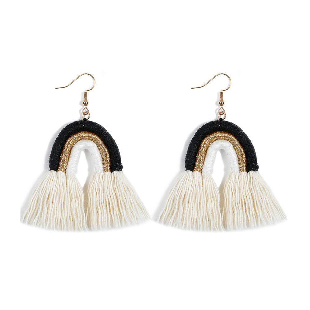 Colorful Rainbow Layered Tassel Earrings - Bohemian 3-Tier Fringe Statement Dangle Drop Earrings for Women & Girls | Fashion Jewelry Gift for Valentine's Day, Birthday Party & Festival Outfits