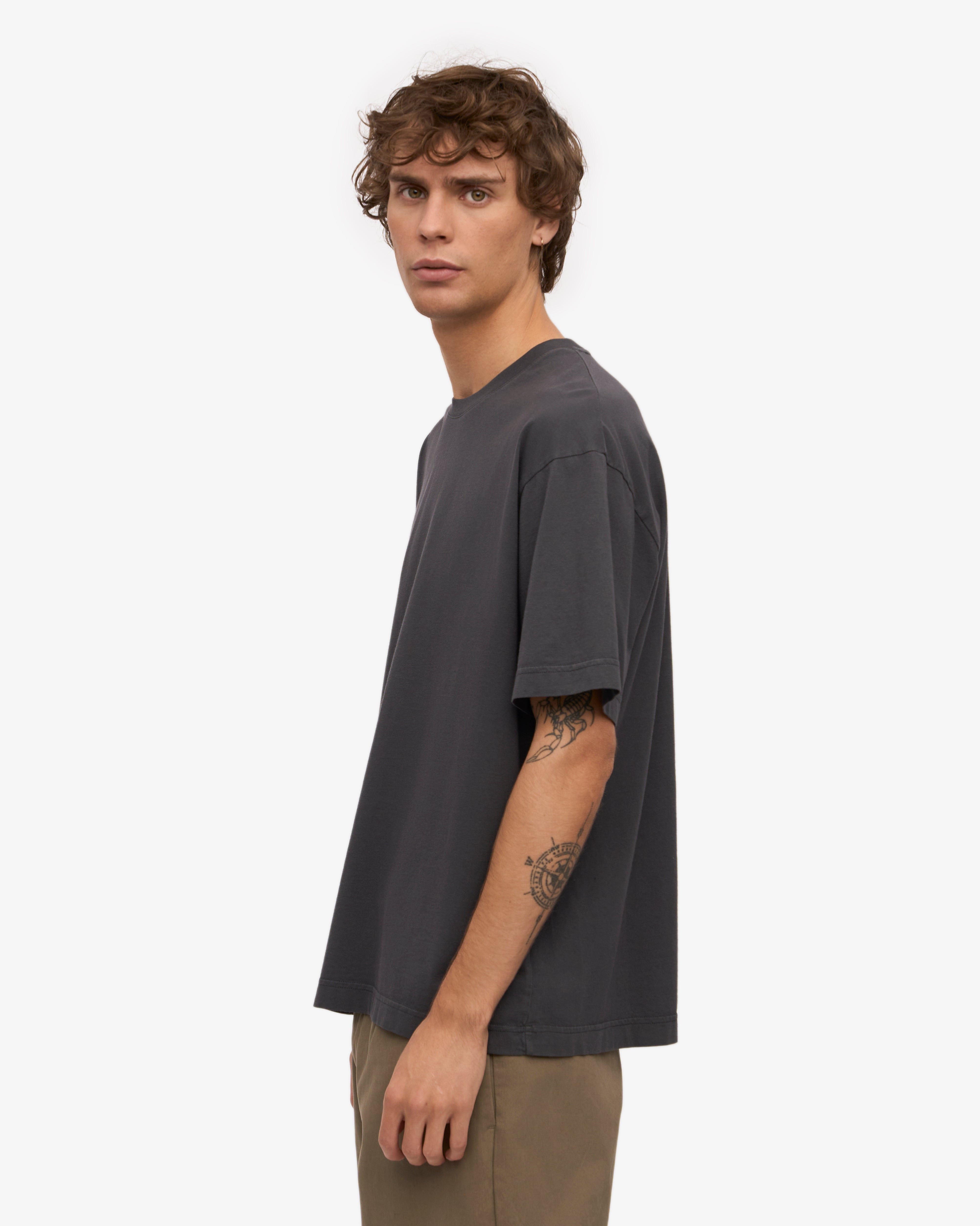 Oversized Organic Cotton T-Shirt for Women - Soft Lava Grey Color | Casual Wear, Lounge, Street Style, Eco-Friendly Fashion