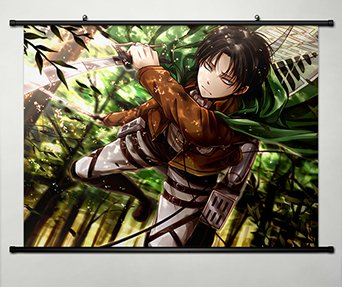 Attack on Titan Anime Wall Scroll Poster - Levi Ackerman Fabric Painting Artwork 034 | Home Decor, Bedroom, Office, Anime Fan Gift