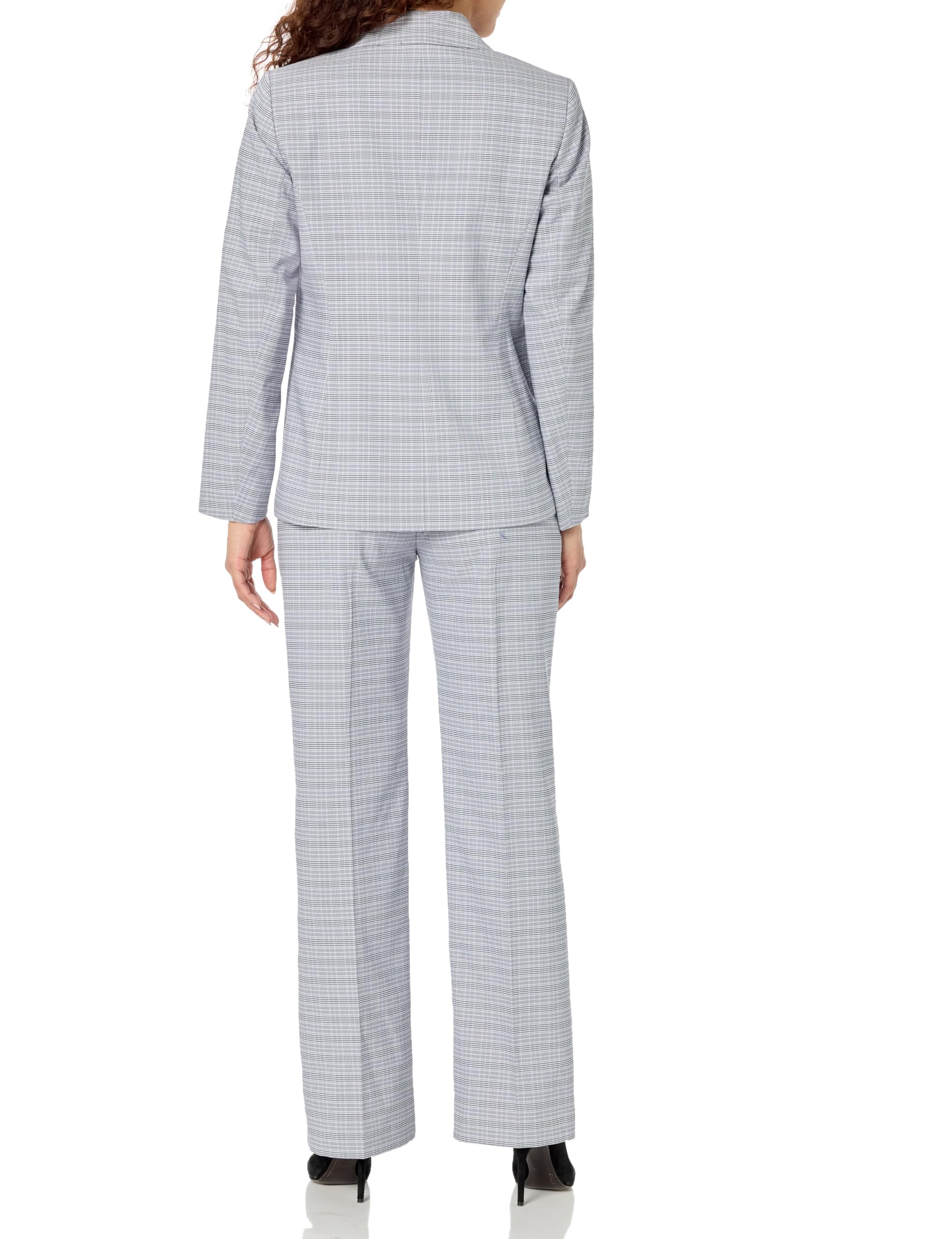 Women's Stylish Plaid 1-Button Blazer Jacket & Kate Pants Set - Office Workwear, Business Casual Outfit for Professional Women