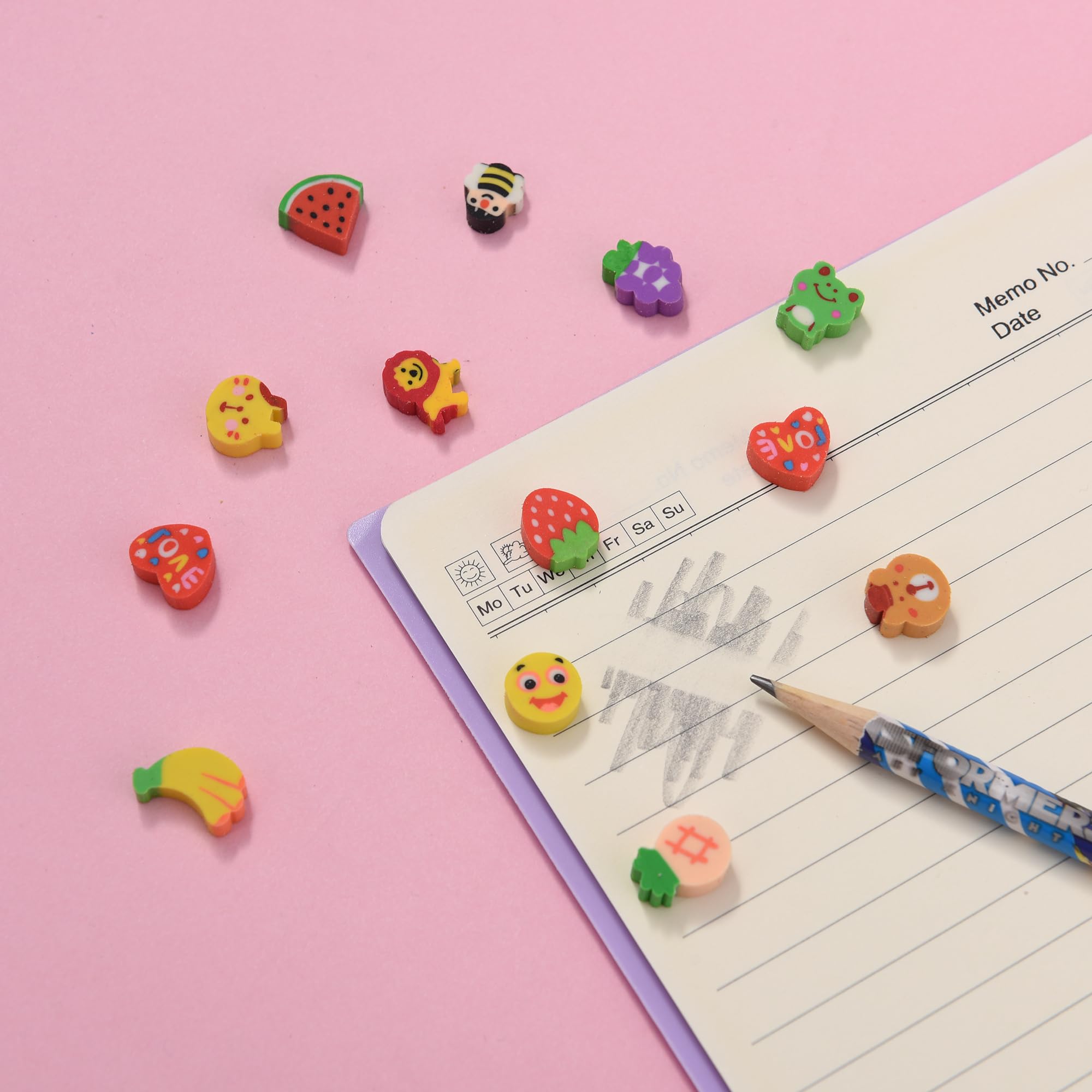 400PCS Mini Fun Cute Fruit & Animal Erasers Bulk for Kids - Perfect for School Supplies, Party Favors, Valentine's Day Gifts & Classroom Rewards - Great for Arts & Crafts, Pencil Toppers & Learning Activities