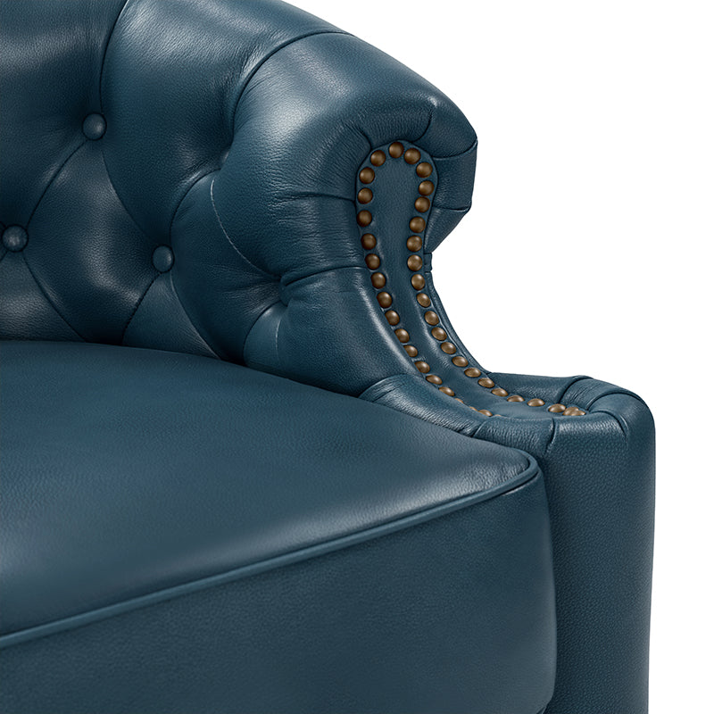 Alonso Classic Chesterfield Genuine Leather Swivel Chair - Premium Office Chair with Button Tufted Back & 360° Rotation - Perfect for Home Office, Study Room & Executive Workspace