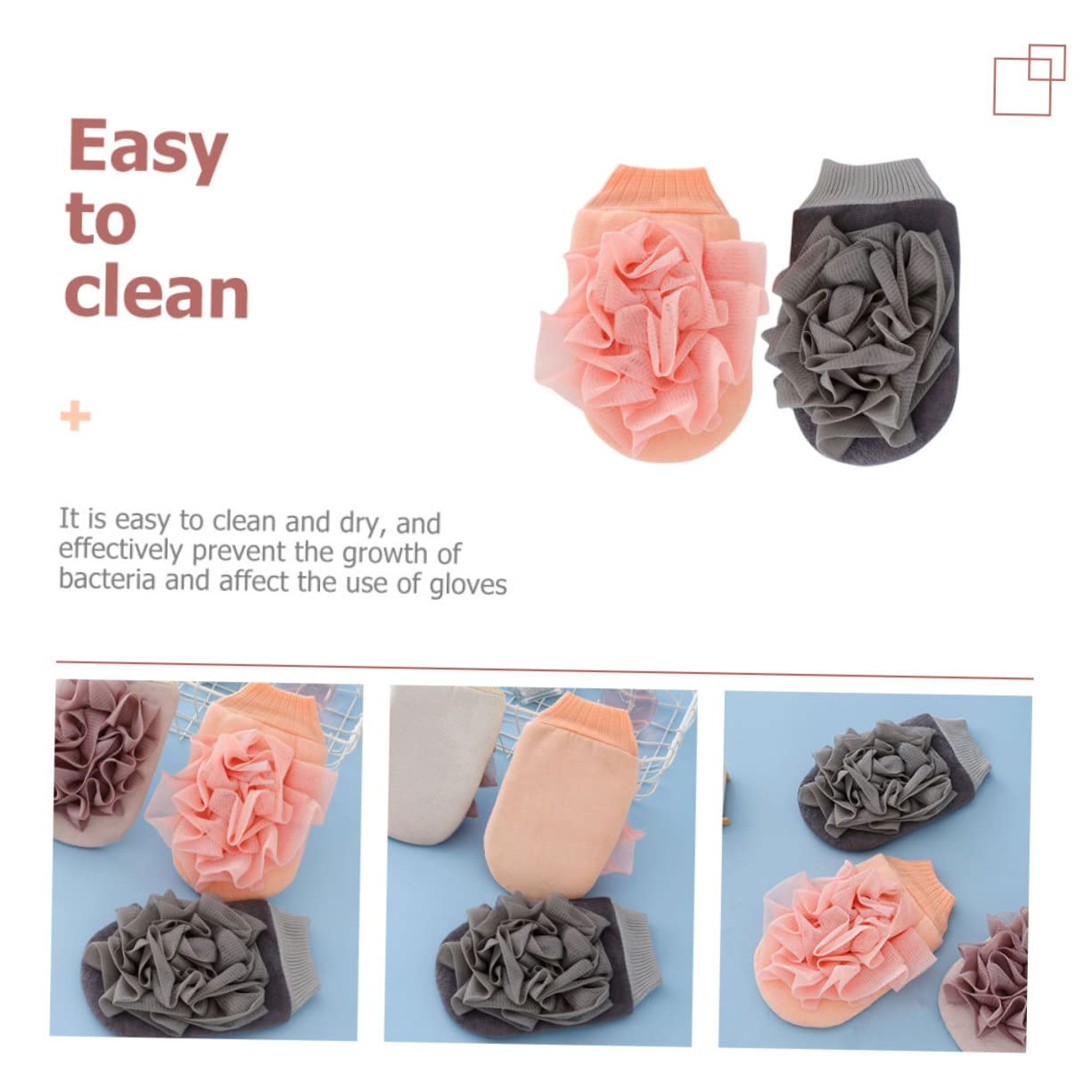 Minkissy Bath Flower Scrub Towel Gloves - 2pcs Exfoliating Mitt Set for Men & Women - Spa Shower Body Wash Gloves for Smooth Skin - Perfect for Home Spa, Bathing, and Exfoliation