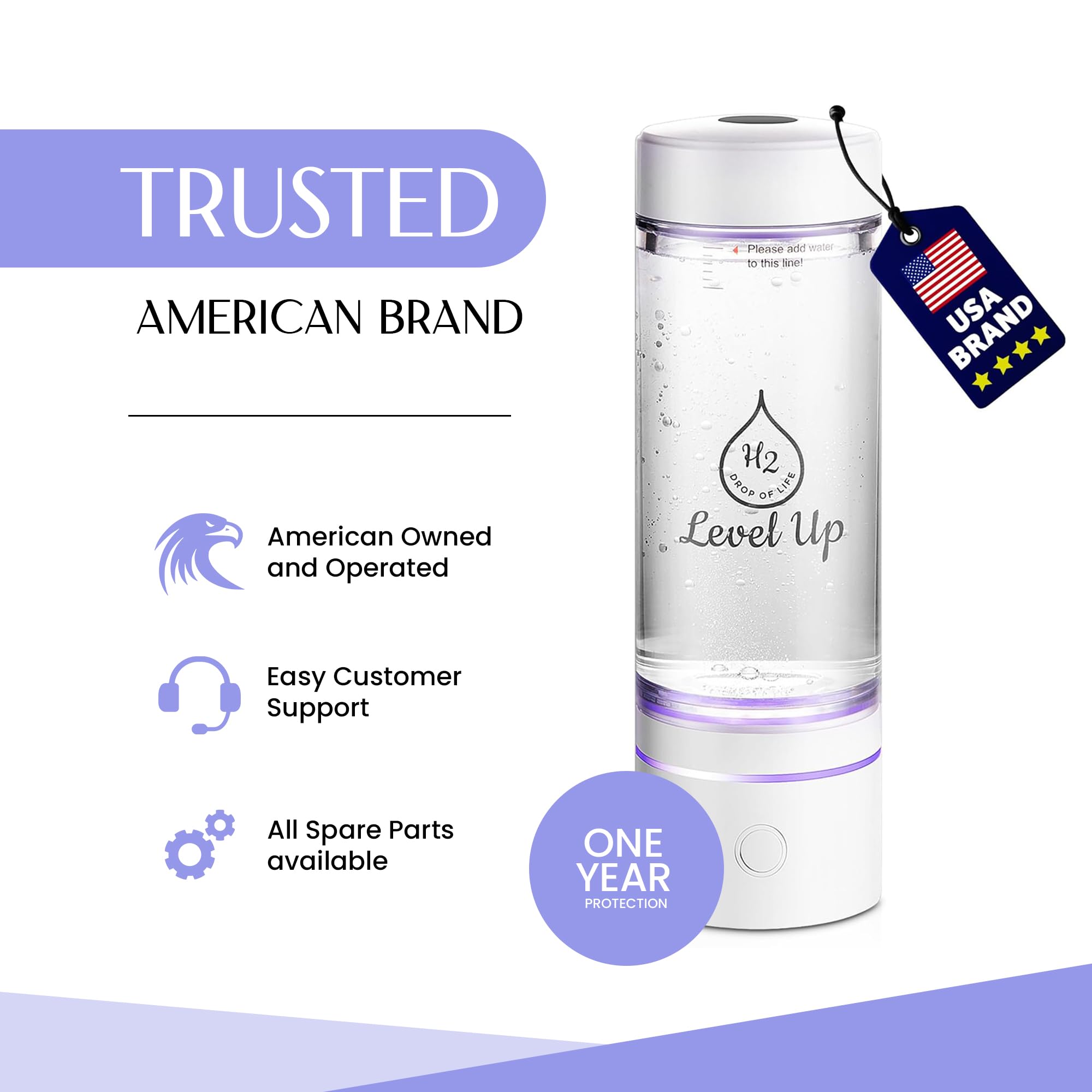 Premium Hydrogen Water Bottle Generator - 4000 PPB SPE PEM Technology by DuPont - Portable Hydrogen Infuser for Health & Wellness - Perfect for Travel, Gym, and Daily Hydration