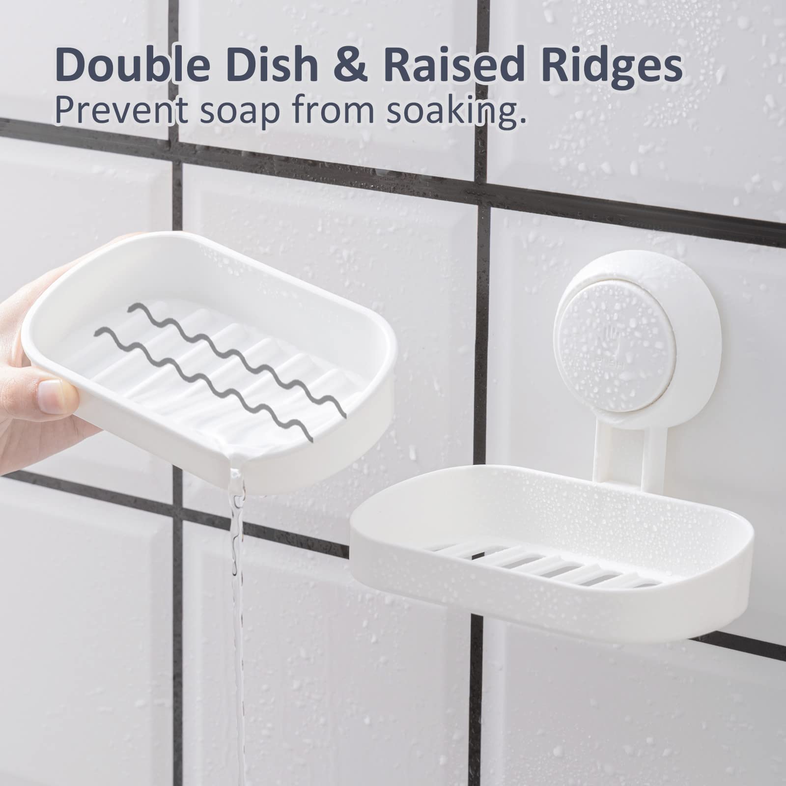 TAILI Corner Shower Caddy with Suction Cup Storage Basket - No Drill Removable Shower Organizer Set with Toothbrush Holder & Soap Dish - Perfect for Bathroom, Kitchen & Bedroom Organization