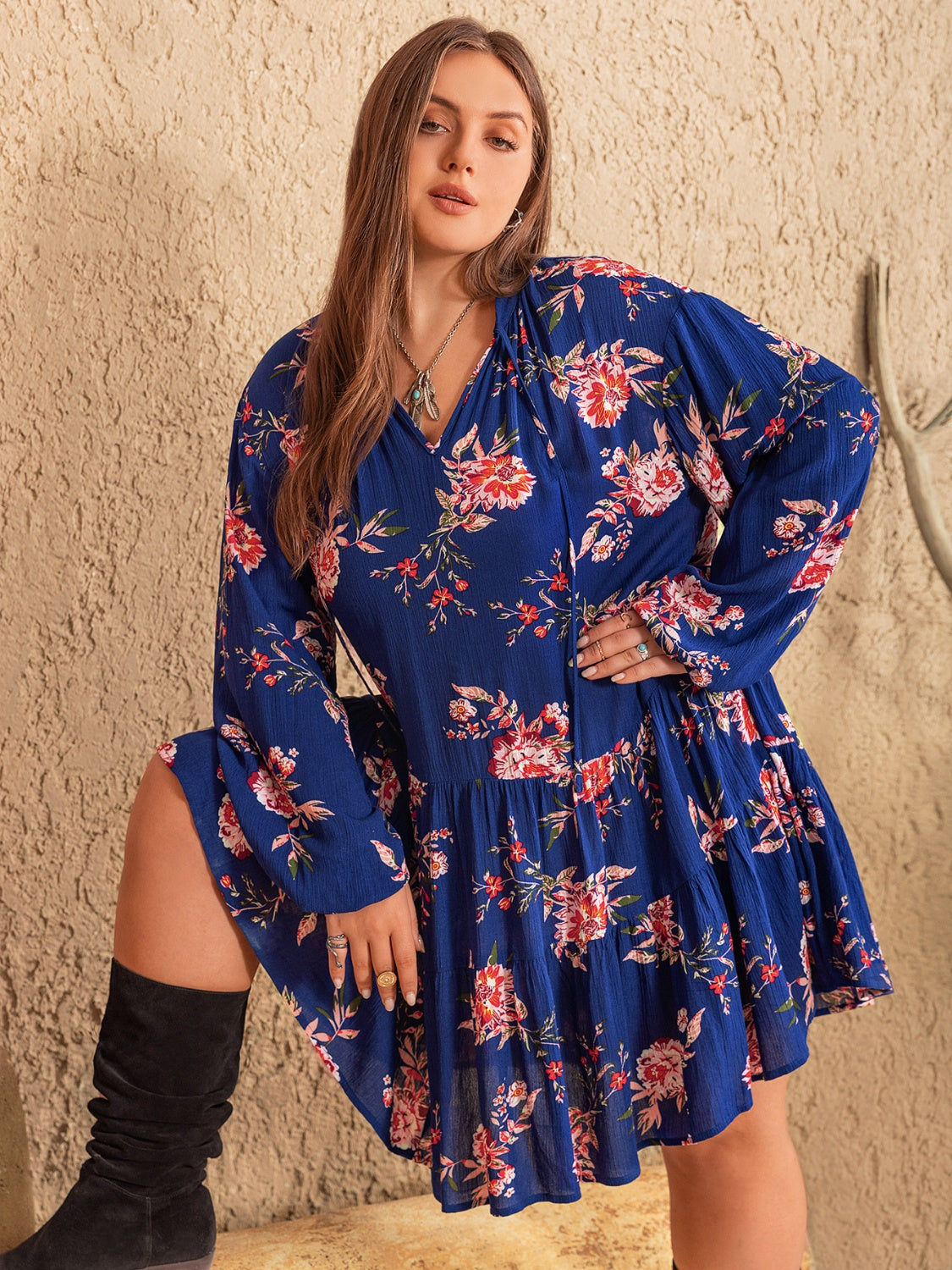 Plus Size Floral Mini Summer Dress for Women - Casual & Party Wear - Comfortable & Stylish Outfit for Beach, Vacation, and Date Nights