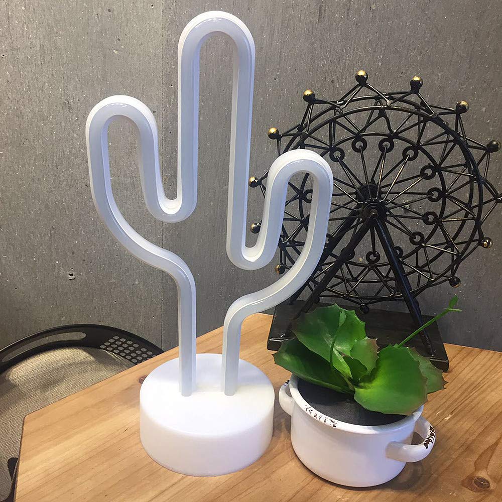 BAILEY Green Cactus Neon Lights - USB/Battery Powered LED Cactus Neon Sign with Stand - Kids Room Decor, Bedroom Night Light, Wedding Party Decorations - Perfect for Nursery, Teen Room & Boho Home Decor