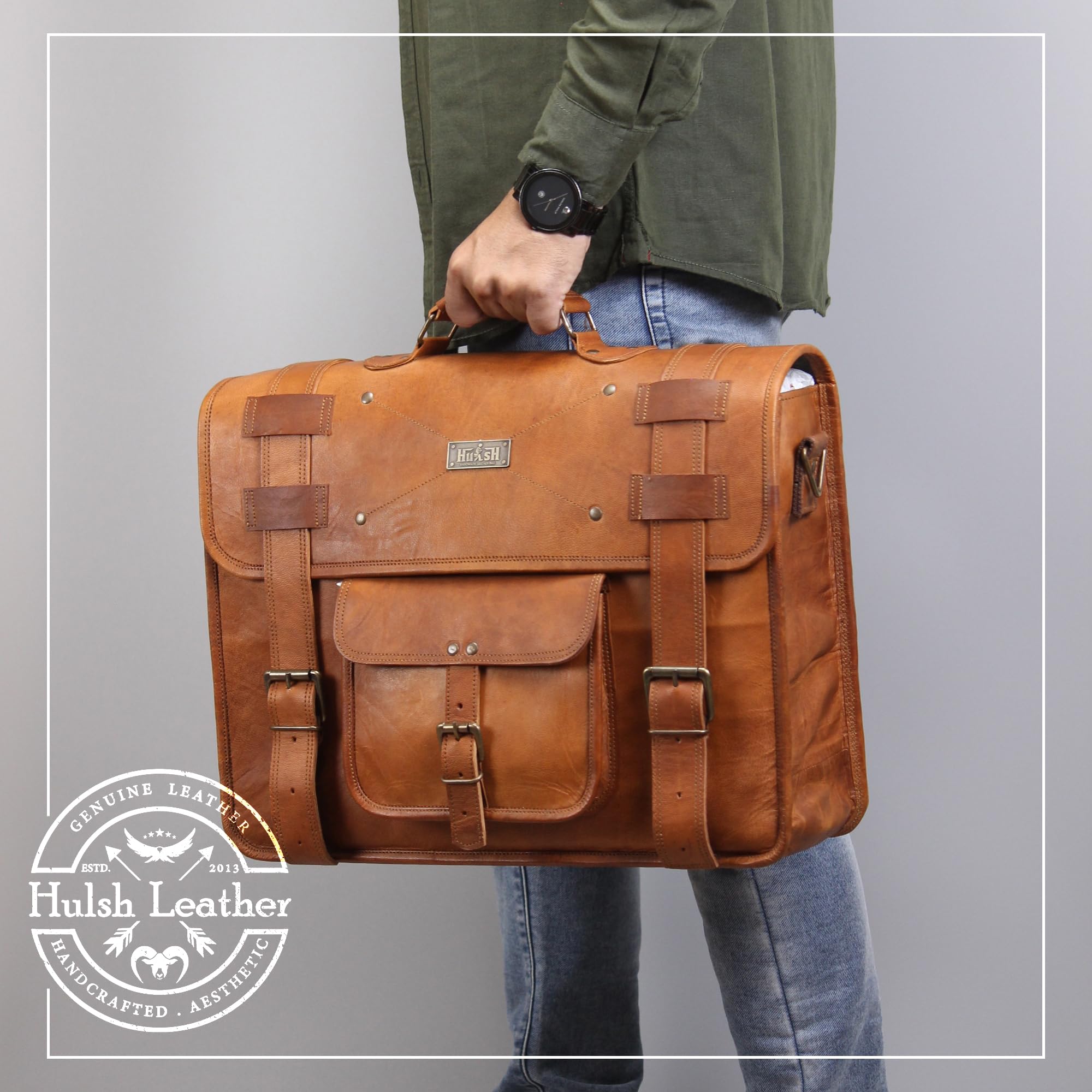 Premium Genuine Leather Laptop Briefcase for Men - Business & Travel Messenger Bag Fits 17 Inch Laptops - Perfect for Office, Commuting & Business Trips