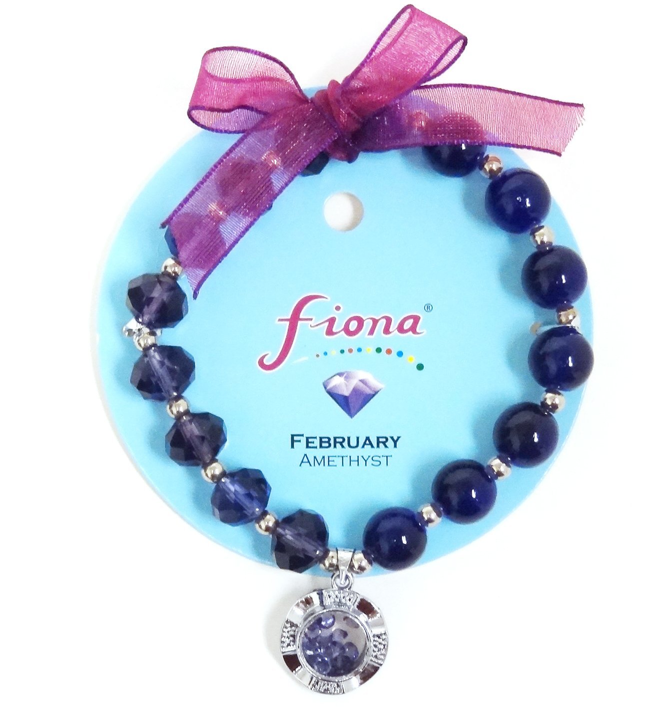 Amethyst Birthstone Bracelet for Women - February Birthday Gift, Glass Beaded Charm Bracelet, Christmas Jewelry Present - Perfect for Gifting, Daily Wear & Special Occasions
