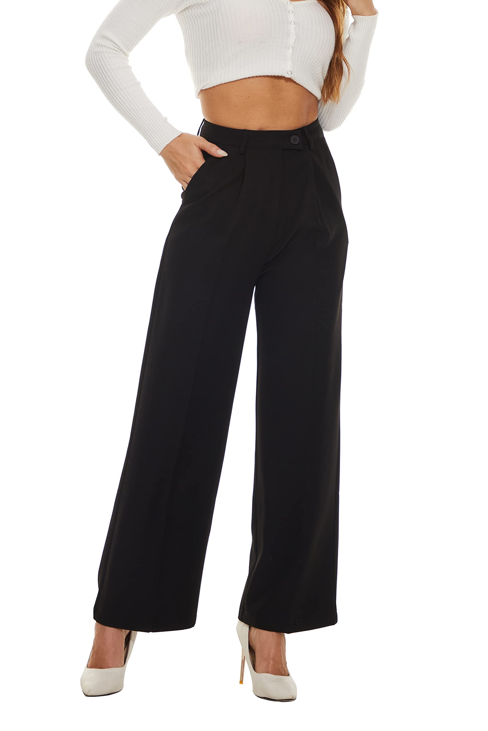 FUNYYZO Women's Work Pants - Professional Business Casual Office Dress Trousers with Pockets for 2024 | Perfect for Office Wear, Business Meetings & Formal Occasions