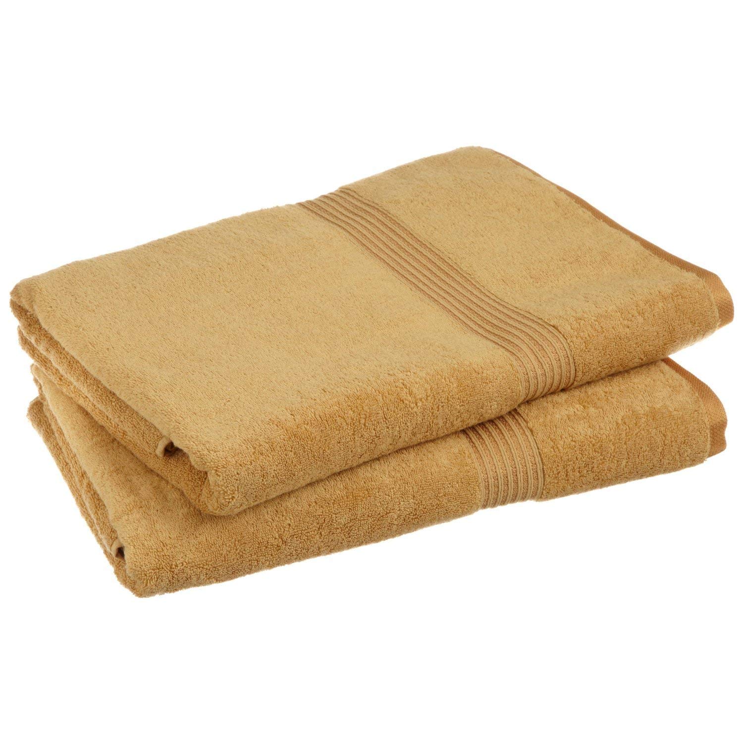 Premium 100% Pure Combed Cotton Bath Towel Set - Medium Weight Luxury Bath Sheets (Gold) - Soft & Absorbent for Spa, Hotel & Home Bathroom Use