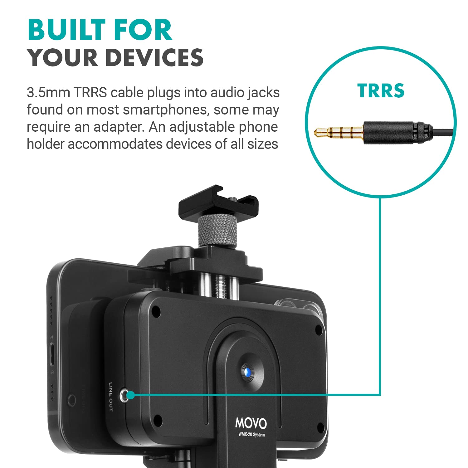 MOVO Wireless Lavalier Microphone Kit for Smartphones - 48-Channel UHF Wireless Mic System with Receiver, Tripod Stand & Bodypack Lapel Mic - Perfect for Vlogging, Live Streaming, Interviews & Podcasting