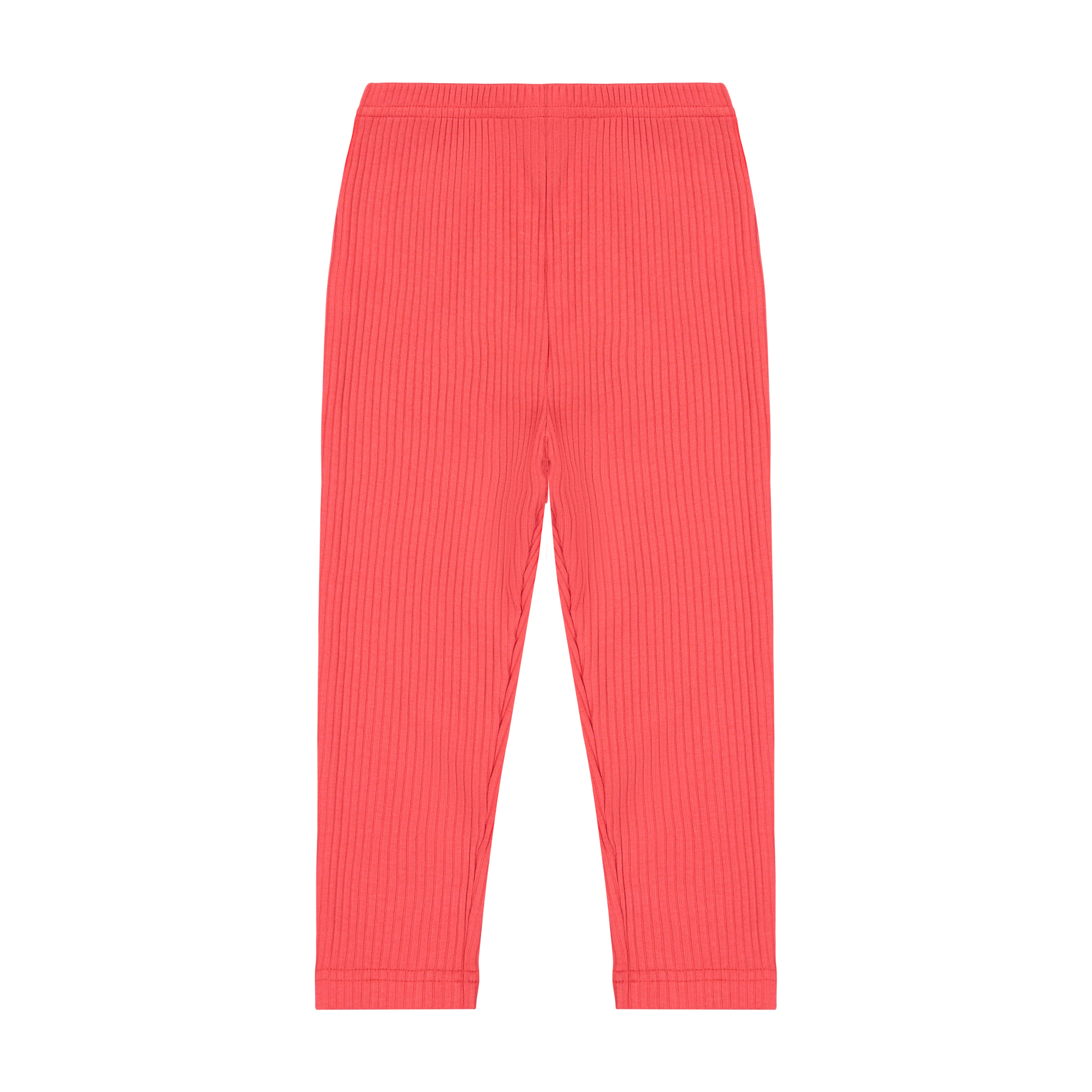 Red Ribbed Knit Leggings for Women - High Waist Stretchy Yoga Pants for Workout, Running & Lounge Wear