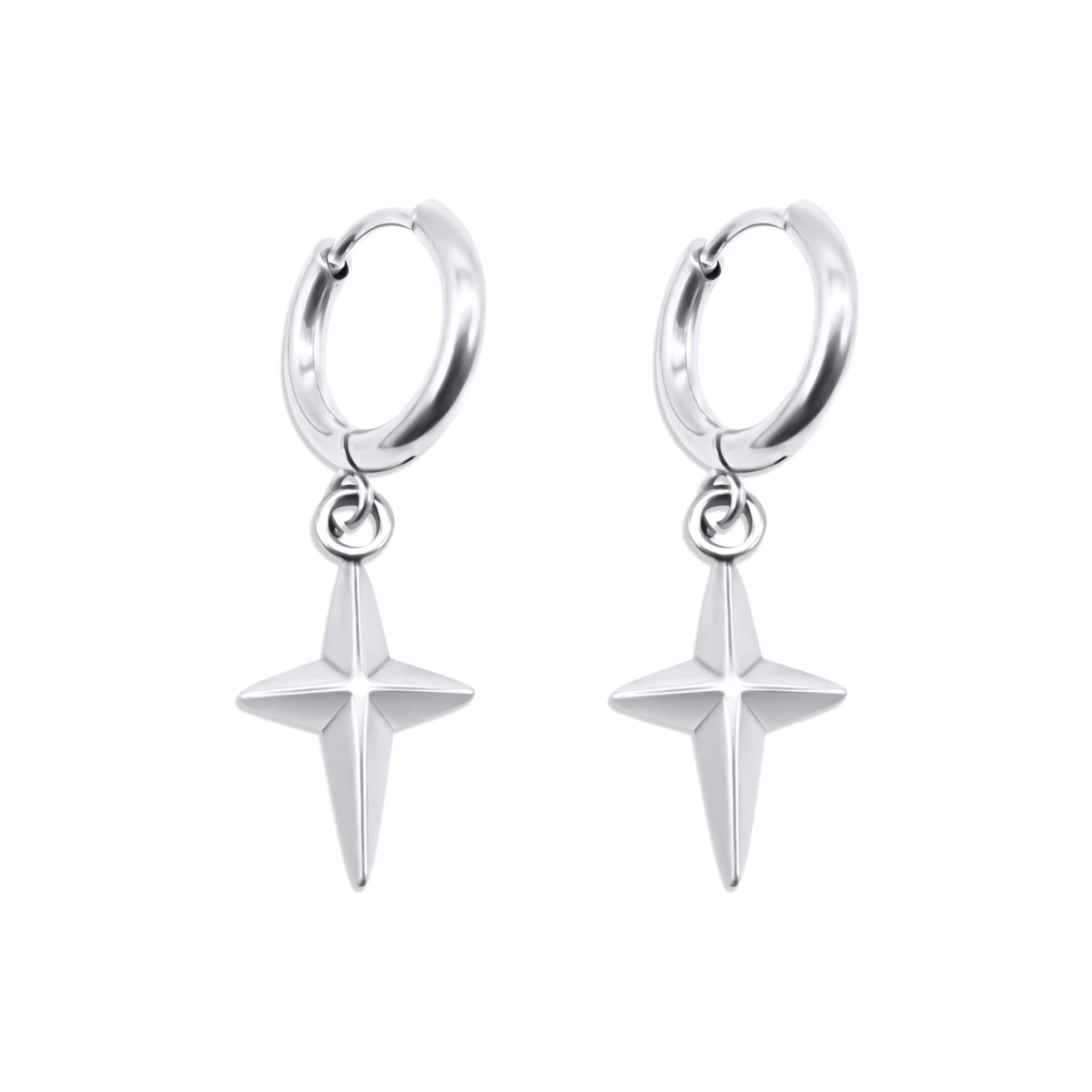 North Star Hoop Earrings for Women - Sterling Silver Celestial Jewelry - Perfect for Everyday Wear, Date Night & Boho Fashion
