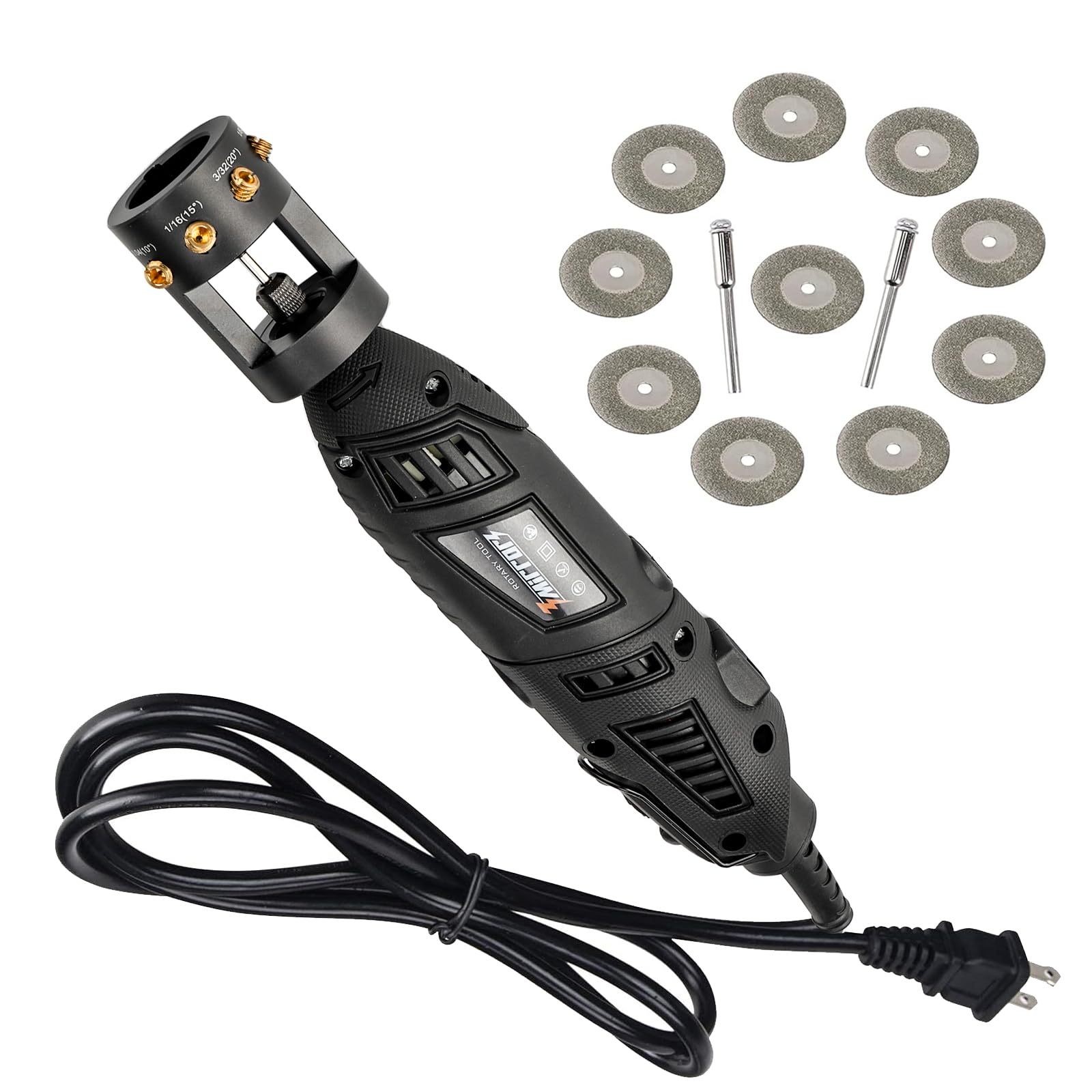 Premium Tungsten Electrode Sharpener Grinder for TIG Welding - 4-Angle Precision with 5 Diamond Wheels, 2 CNC Mandrels & 10x25mm Double Diamond Wheels - Perfect for Professional Welders, Metal Fabrication & DIY Projects