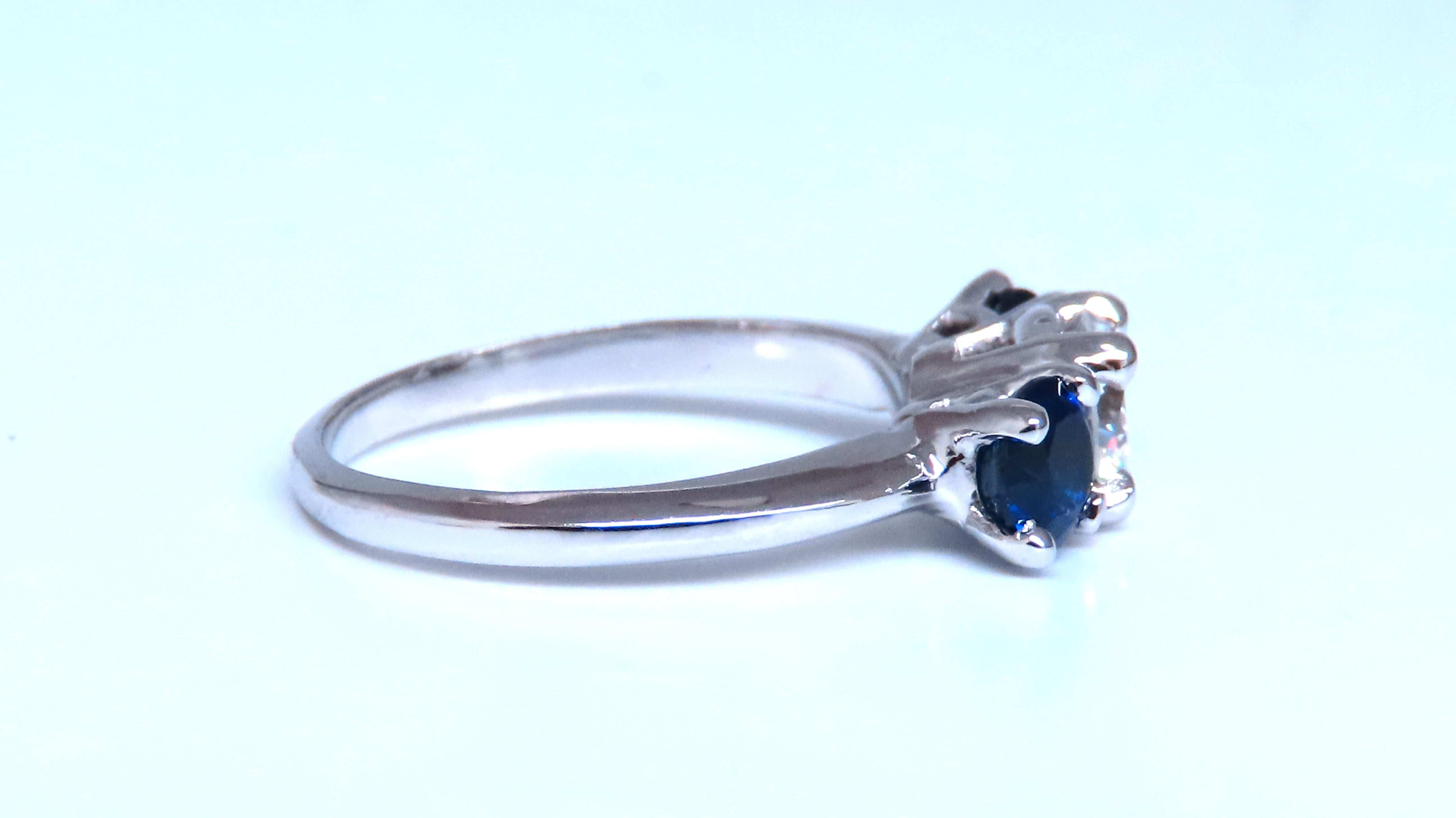 GIA Certified 0.82ct Natural Diamond & Sapphire Three Stone Engagement Ring in 14K Gold - Perfect for Proposals, Anniversaries & Special Occasions