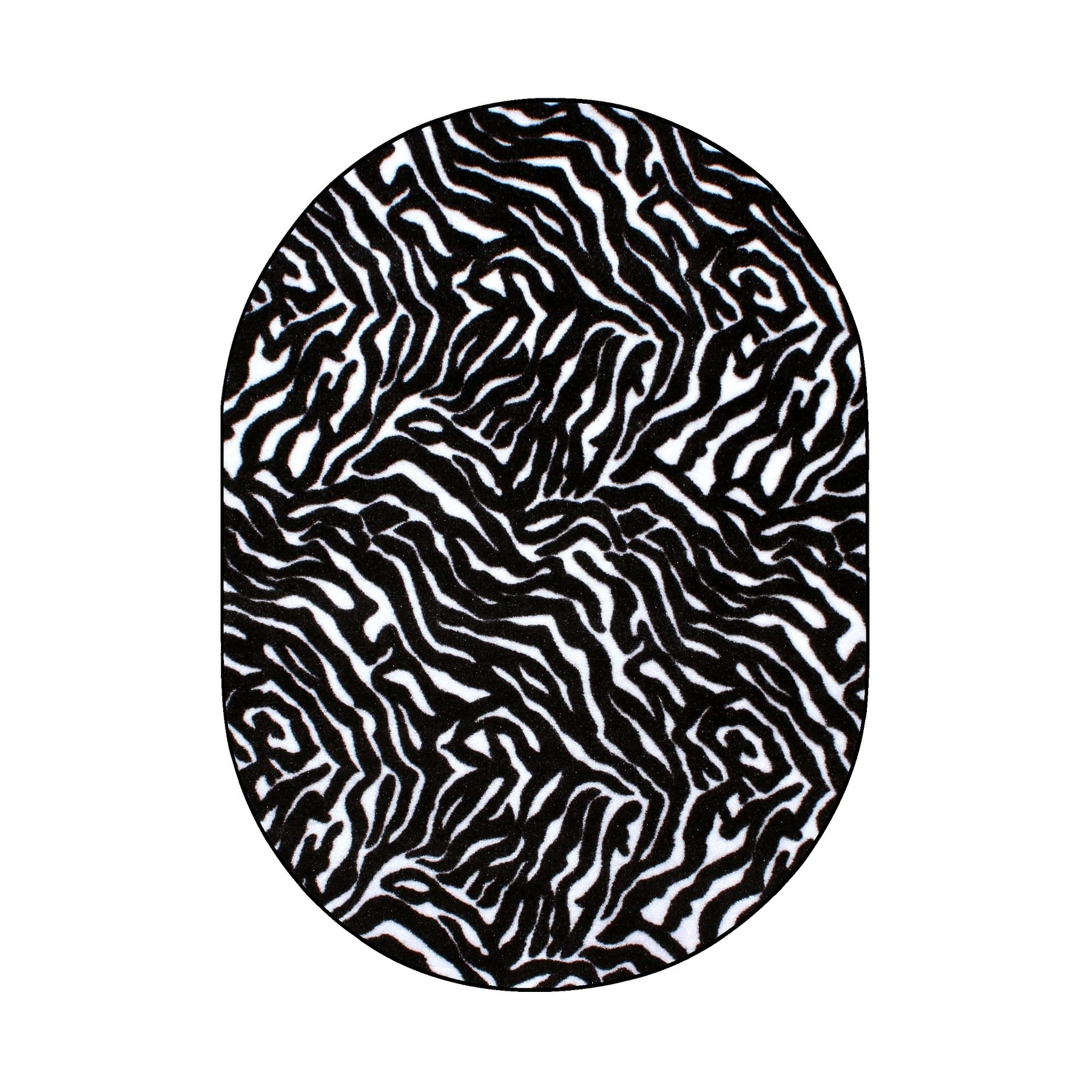 Zebra Print Area Rug 8' x 10' Oval - Animal Print Indoor Rug for Living Room, Entryway, Bedroom & Kids Room - Soft Non-Slip Door Mat for Home Decor, Dorm & Office