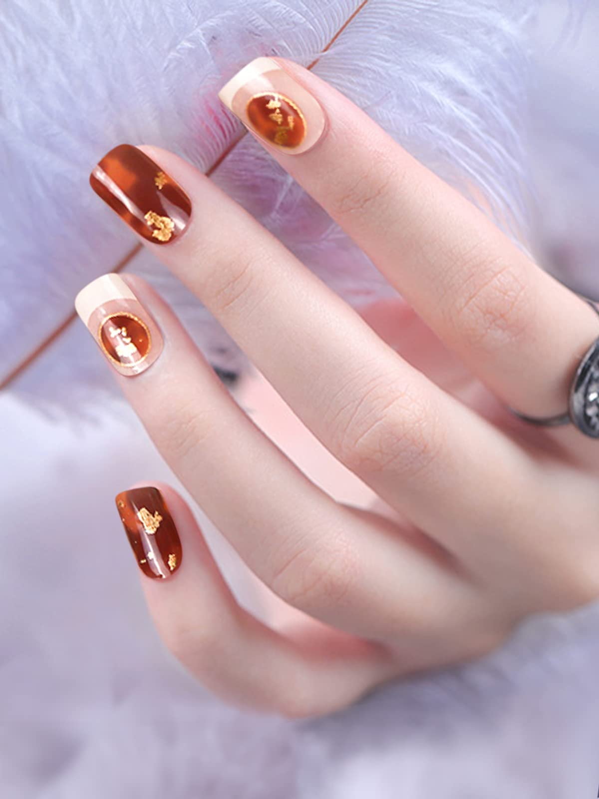 EBANKU Long Lasting Cured Gel Nail Strips - Full Nail Wraps with Strong Adhesive, Agate Gel Nail Polish Stickers, Waterproof Nail Art Decals for Women | Perfect for Home Manicures, Parties, and Special Occasions