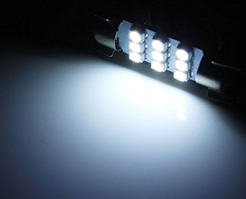 4-Pack White 9 SMD 1.50 Inch (36-39mm) Festoon LED Bulbs - Perfect for Interior Dome Lights, Vanity Mirrors, and Car Interior Lighting