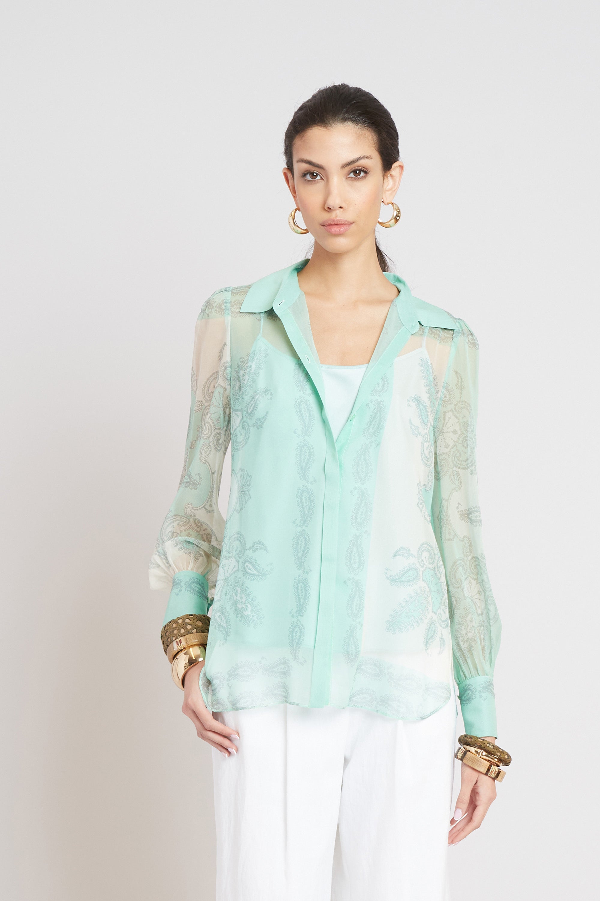 Stylish Silk Scarf Print Shirt for Women - Elegant Floral Blouse for Office, Party & Special Occasions