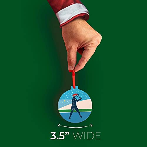 Ceramic Tennis Player Christmas Ornament - Santa Hat Silhouette Decor for Holiday Tree, Gift for Tennis Lovers & Sports Enthusiasts