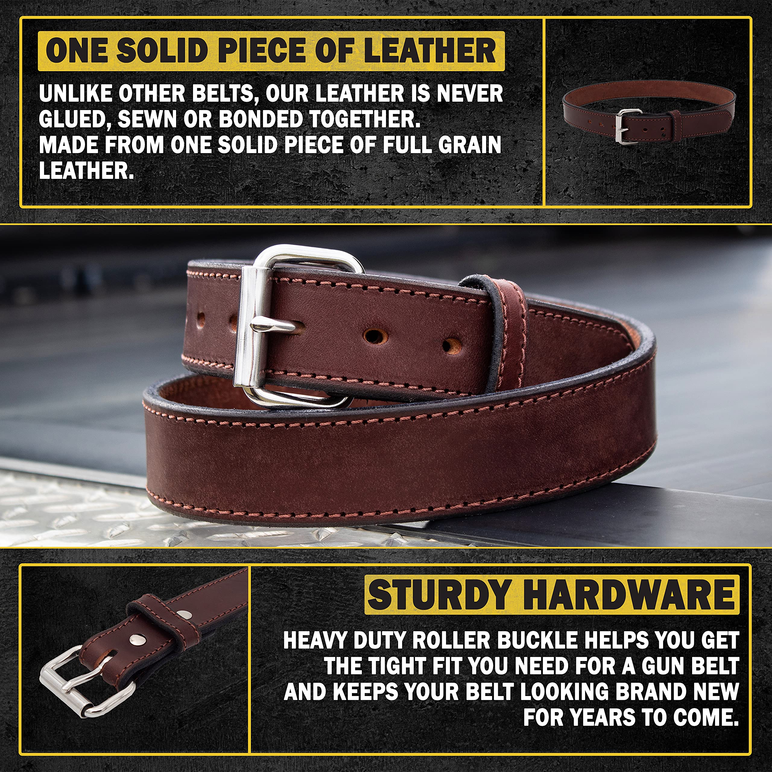 Relentless Tactical Premium Leather Gun Belt for Men – Made in USA | Heavy Duty Concealed Carry Belt (CCW) | Perfect for Everyday Wear, Range Training & Outdoor Activities