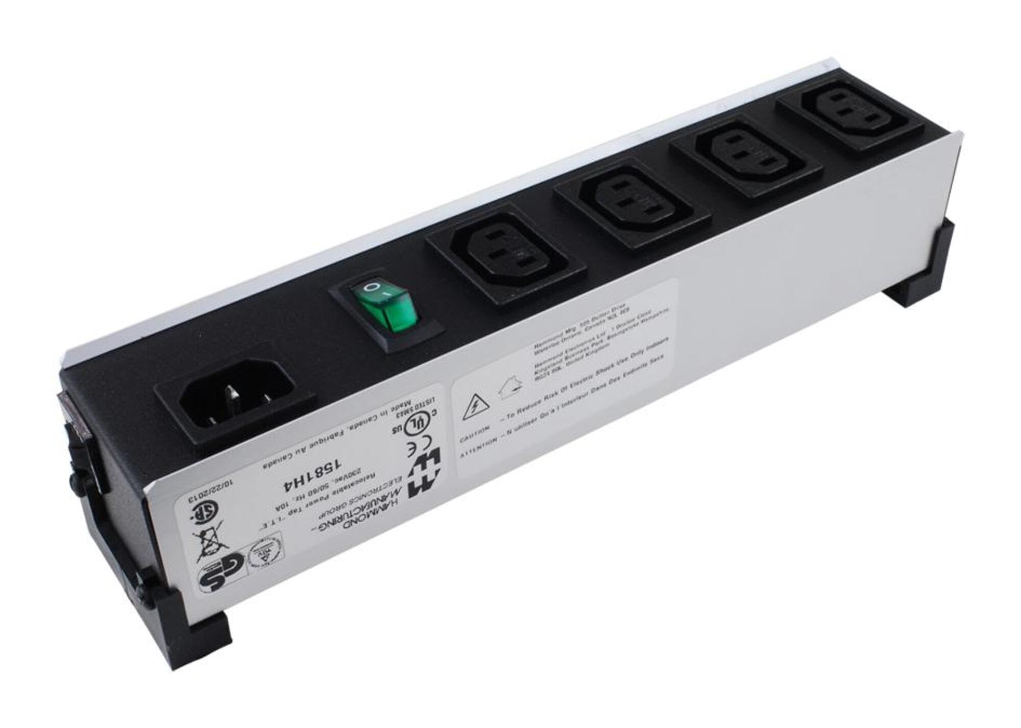Hammond Manufacturing 1581H4 IEC 4 Outlet Power Strip with 10ft P-BAR Cord - Perfect for Home Office, Workshop & Entertainment Setup