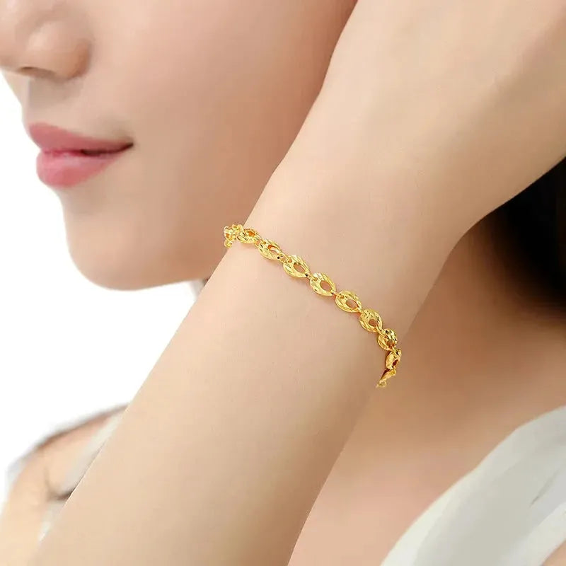24K Pure Gold Bracelet 999 Solid Gold Bangle for Women - Elegant Romantic Classic Jewelry Gift for Anniversary, Valentine's Day & Special Occasions | Trendy & Timeless Design 2023