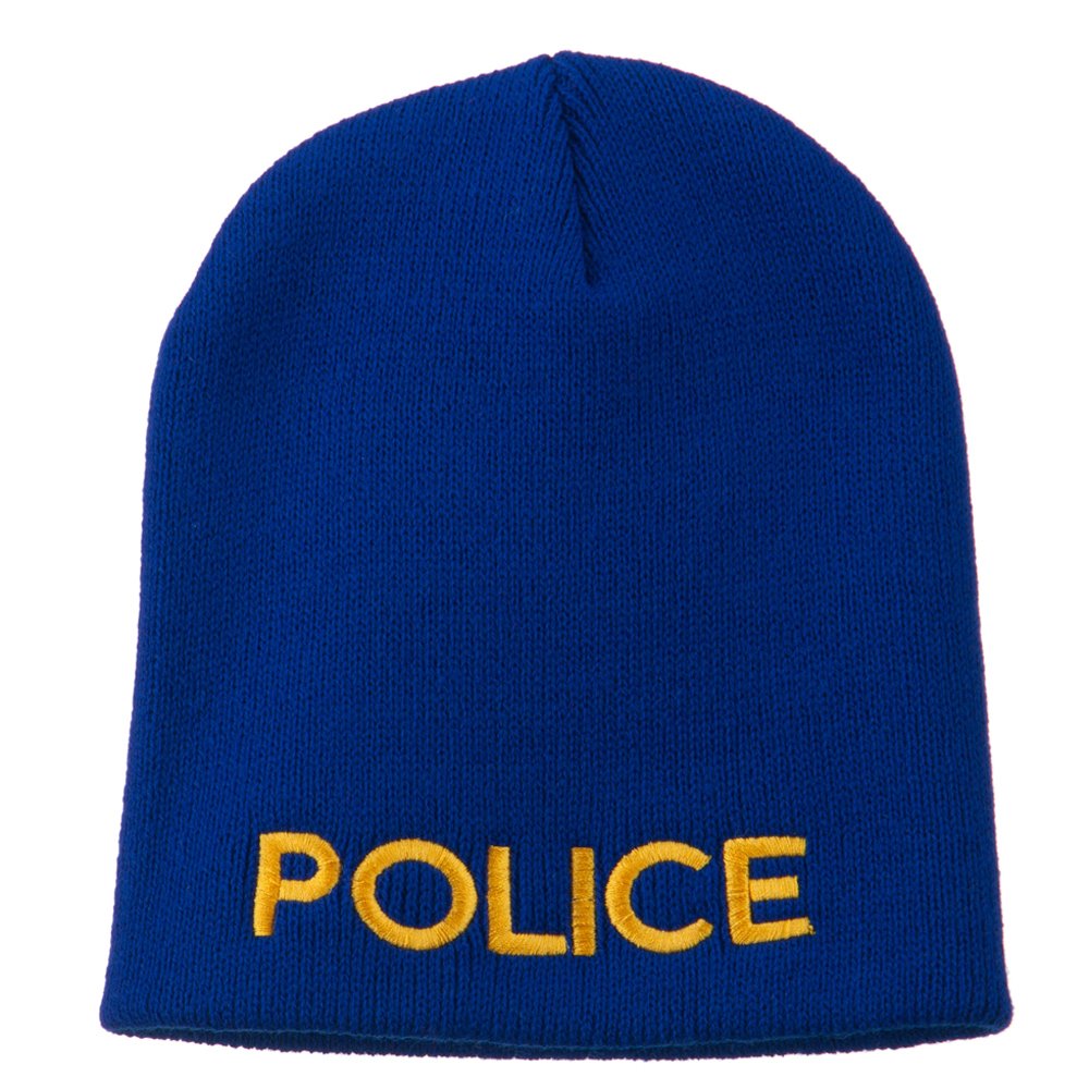 Police Embroidered Short Beanie - Tactical Winter Hat for Law Enforcement & Security - Perfect for Outdoor Work, Patrol & Cold Weather Activities