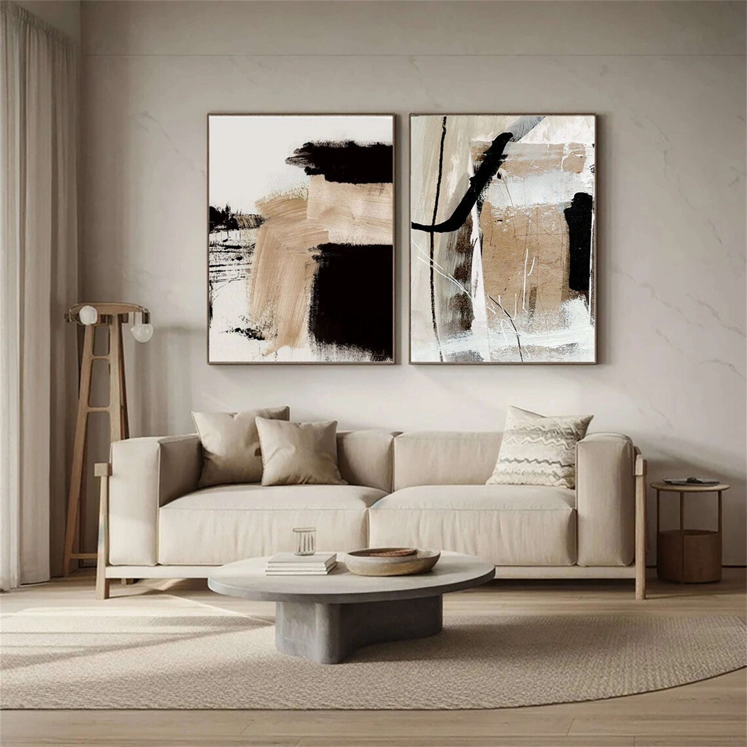 Abstract Painting Set of 2 - Modern Wall Art Decor for Living Room, Bedroom & Office | #AB 098