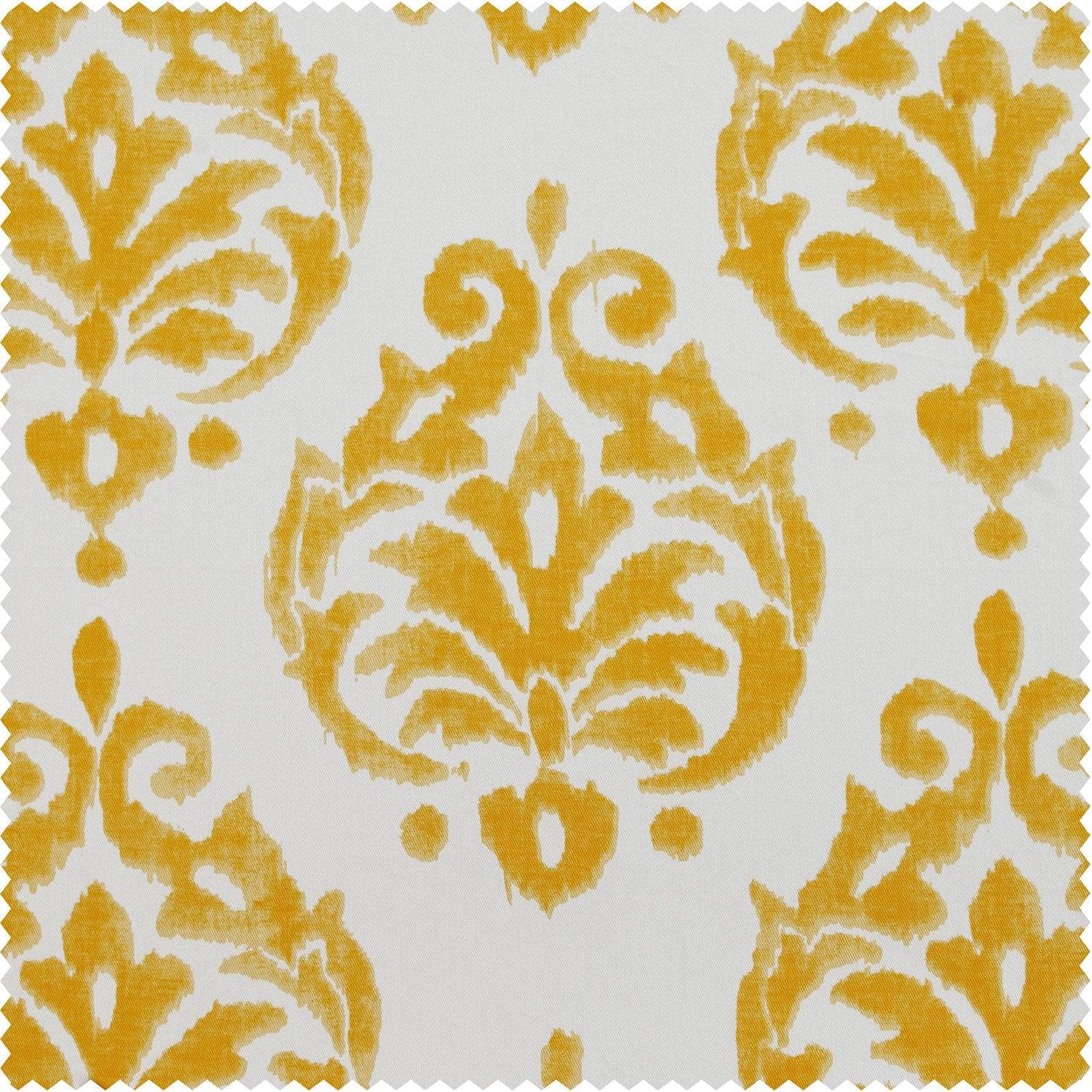 Premium Sandalwood Gold Damask Printed Cotton Custom Curtains - Elegant Window Treatments for Living Room, Bedroom & Dining Room Decor