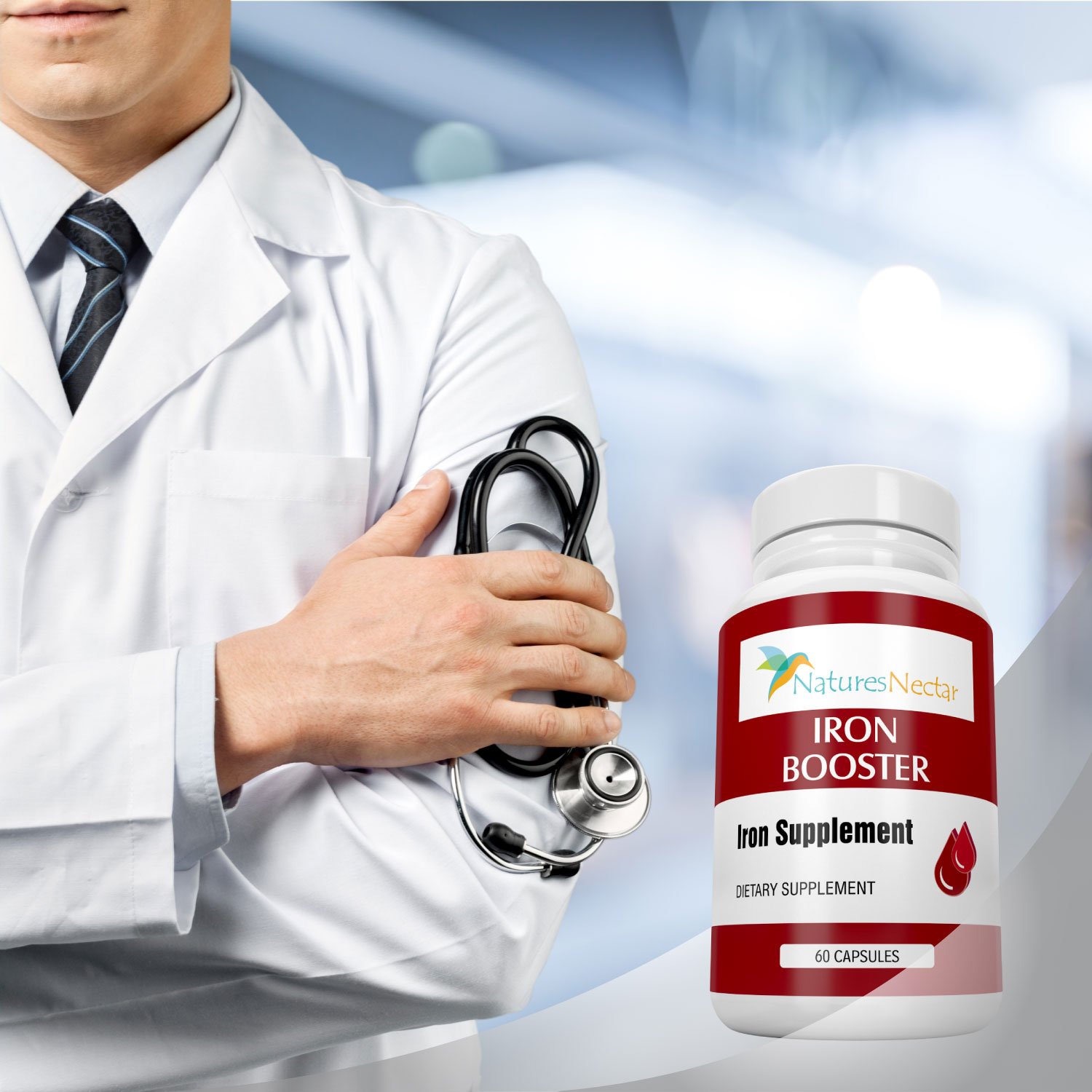 Iron Booster for Women - Slow Release Non-Constipating Ferrous Iron Supplement to Support Red Blood Cell Production & Anemia Relief - Best Iron Pills with Raw Iron Vitamins - Ideal for Energy Boost & Pregnancy Support