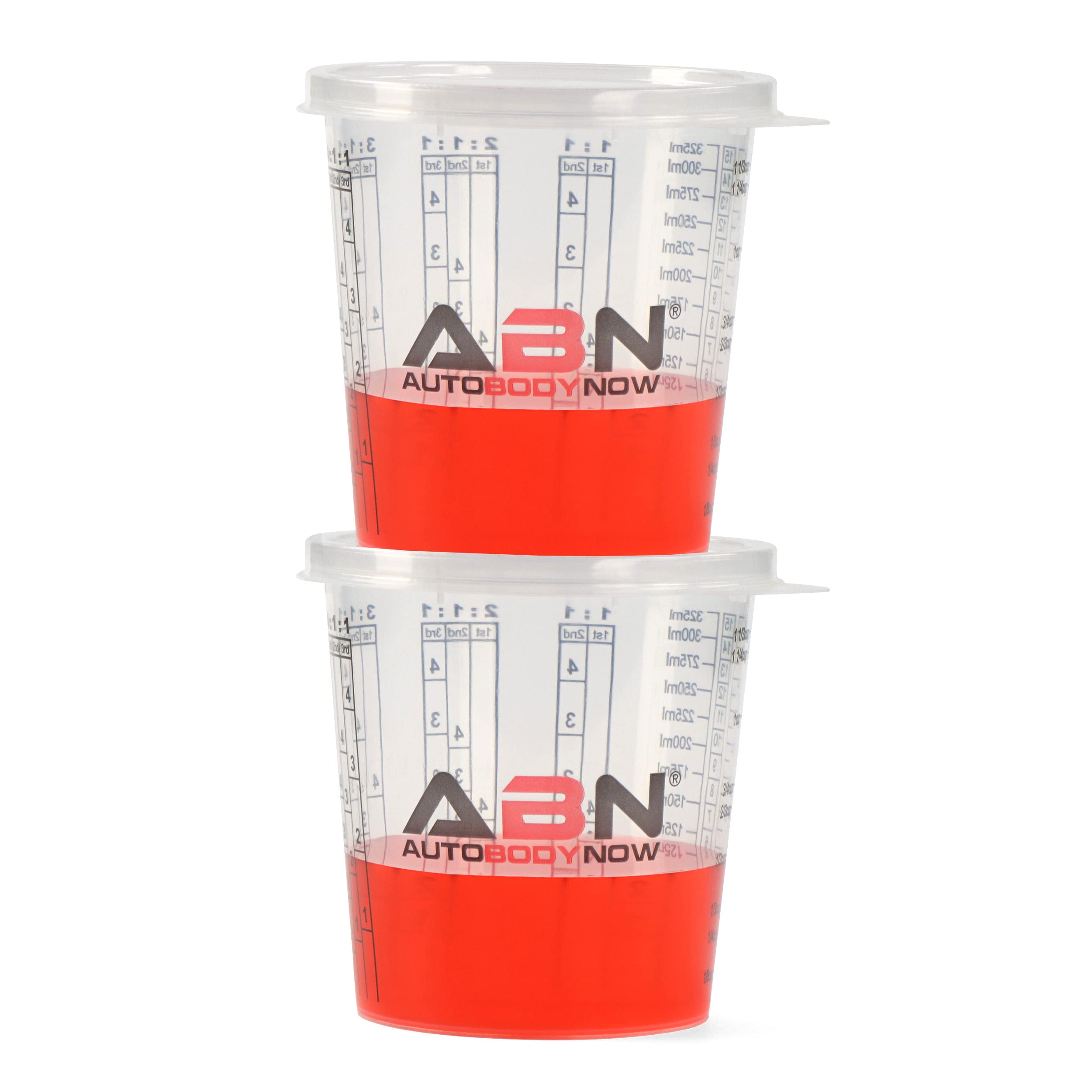 ABN 10oz Plastic Paint Mixing Cups - 100 Pack with 12 Lids for Epoxy Resin, Activators, Thinners & Automotive Paint - Perfect for DIY Projects, Art Crafts, and Auto Body Repair