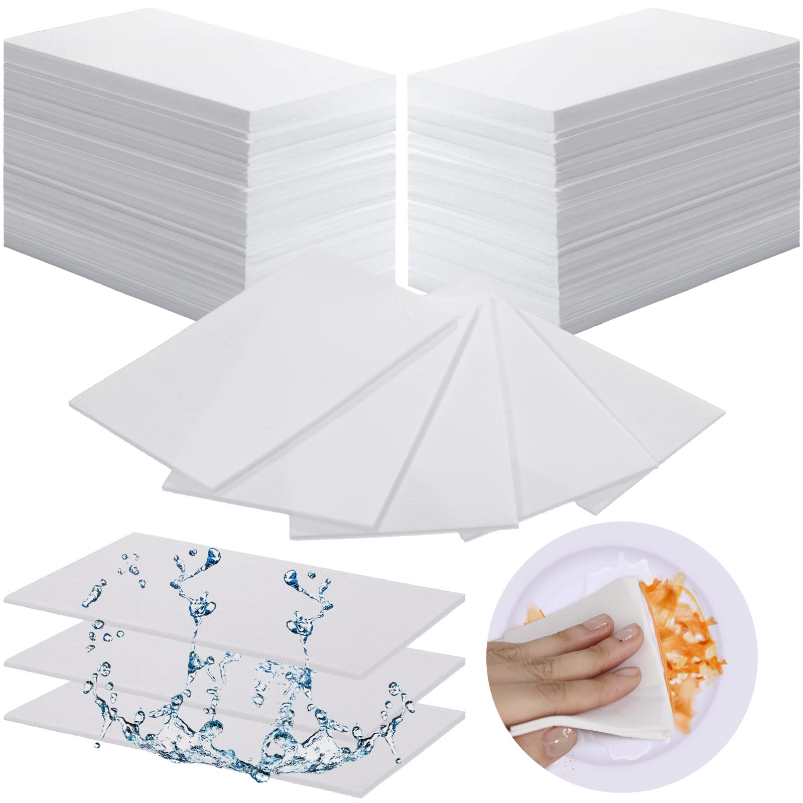 100 Pack Disposable Magic Foam Sponge Pads - Thin Cleaning Eraser Sheets for Kitchen, Shoe, Furniture & Bathroom - Perfect for Quick Cleaning, Stain Removal & Surface Protection