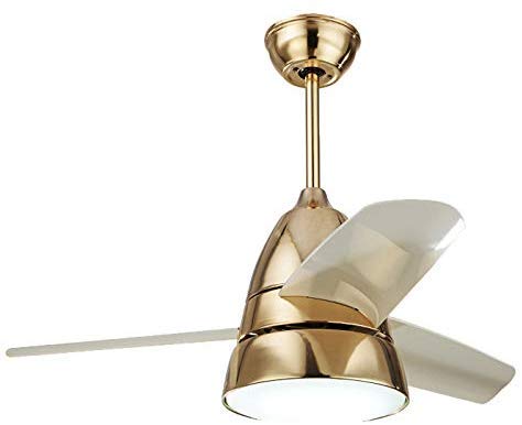 LITFAD 10.24 Inch Gold LED Ceiling Fan with Light - 3 Blade Modern Chandelier Pendant for Bedroom & Living Room - 110V-120V Indoor Ceiling Fan Light Fixture