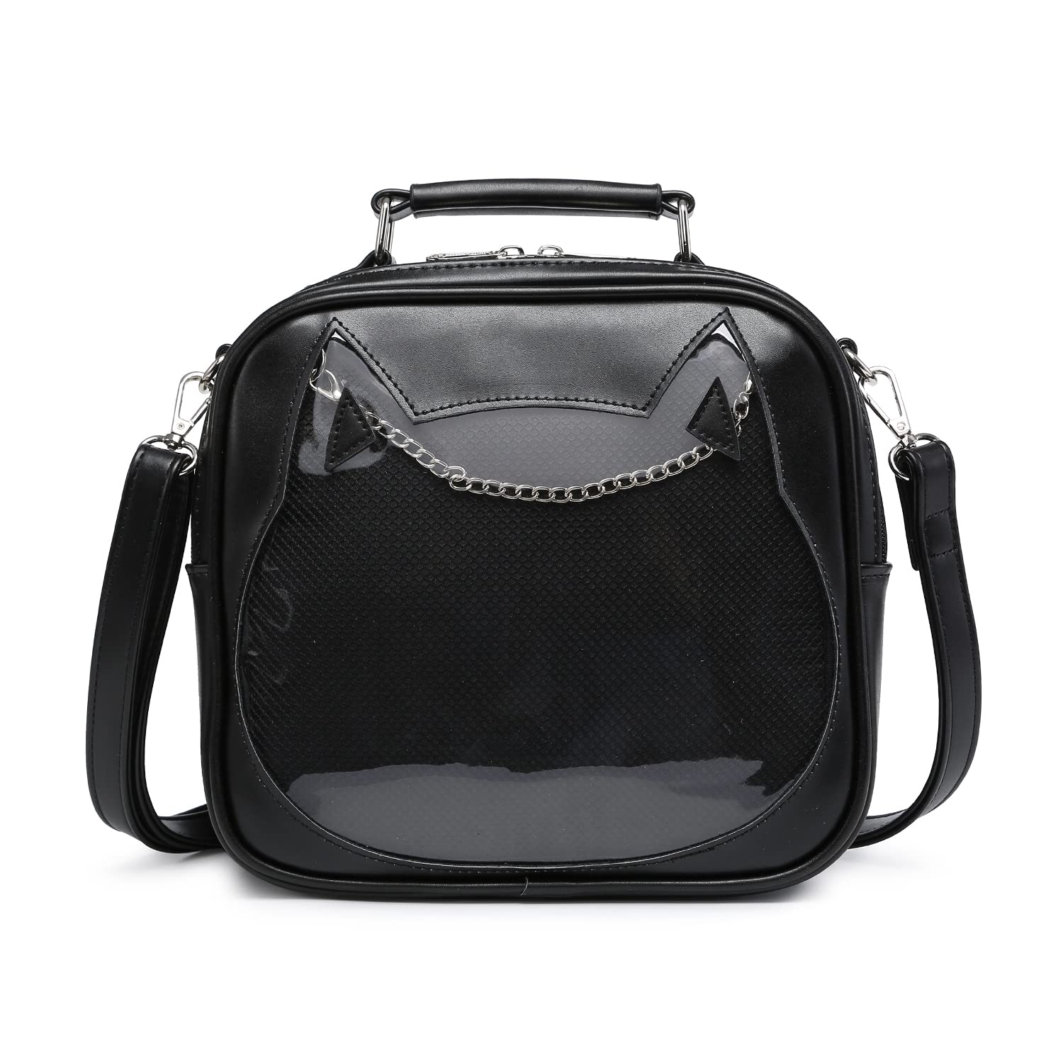 Cute Kawaii Cat Ita Bag for Women - Clear Crossbody Purse with Pin Display, Stylish Shoulder Messenger Bag for Anime Conventions & Daily Use