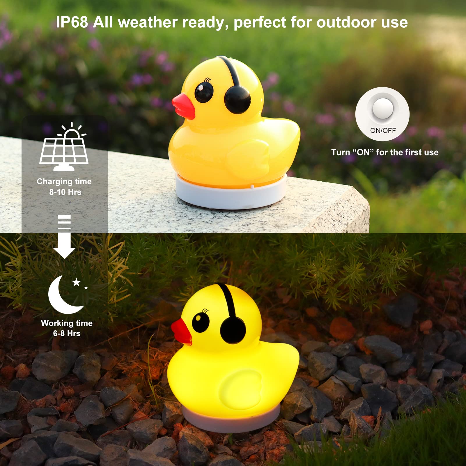 Solar Powered Floating Pool Lights - 2PCS Waterproof LED Duck Lights for Pool, Bath, Spa, Patio & Wedding Decor | Glow in The Dark Outdoor Party Lighting for Nighttime Ambiance