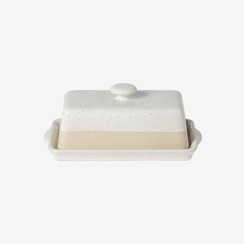 Casafina Fattoria White Butter Dish - Elegant Ceramic Butter Keeper for Dining Table, Kitchen & Breakfast - Perfect for Restaurants, Cafes & Home Use