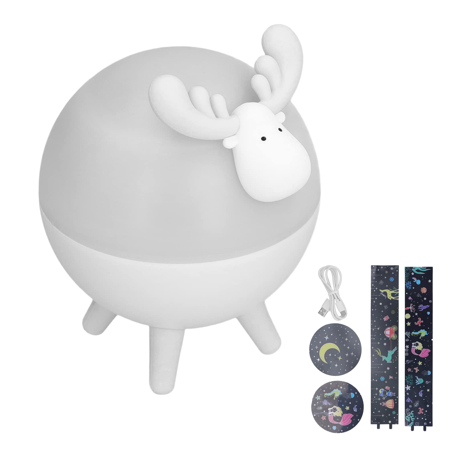 USB Type C Rechargeable Music Box Night Light - 8 Melodies, Silicone Stepless Dimming, 4 Lighting Modes, 360° Rotation - Perfect for Nursery, Bedroom Decor & Relaxation (White)