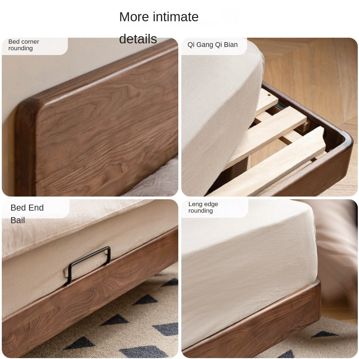 Solid Wood Floating Bed Frame - Black Walnut & Oak - Modern Platform Bed with Hidden Storage - Perfect for Small Bedrooms & Minimalist Home Decor