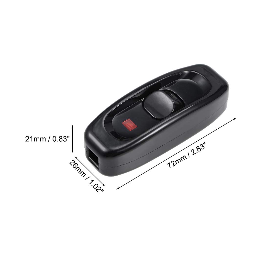 uxcell Black Inline Cord On/Off Rocker Switch with Indicator Light for Table Lamps & Desk Lights (110-250V) - Perfect for Home Office, Bedroom, and Study Room Lighting Control